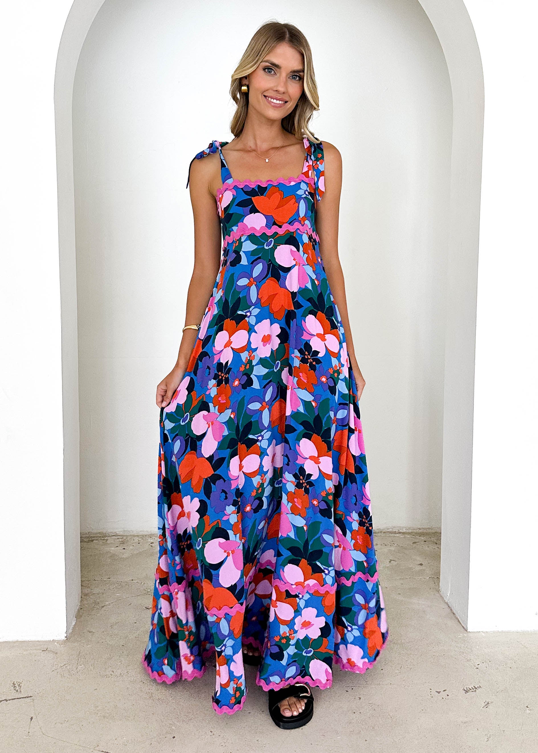 Riri Maxi Dress - Blue Floral