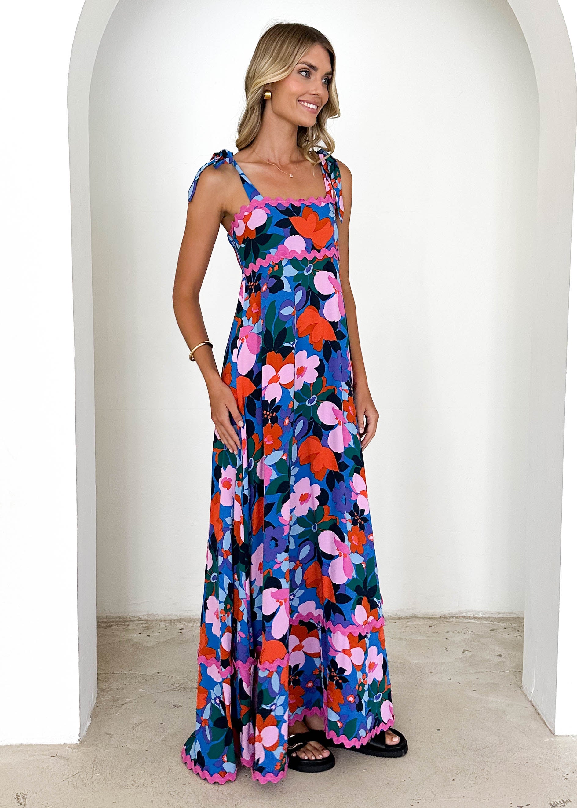 Riri Maxi Dress - Blue Floral