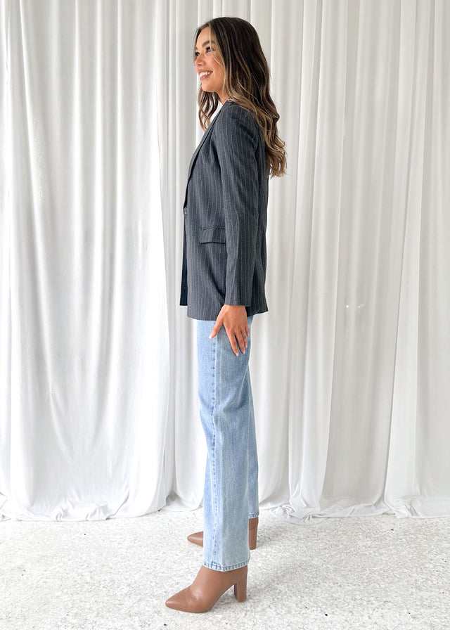 Bowwie Blazer - Grey Pinstripe