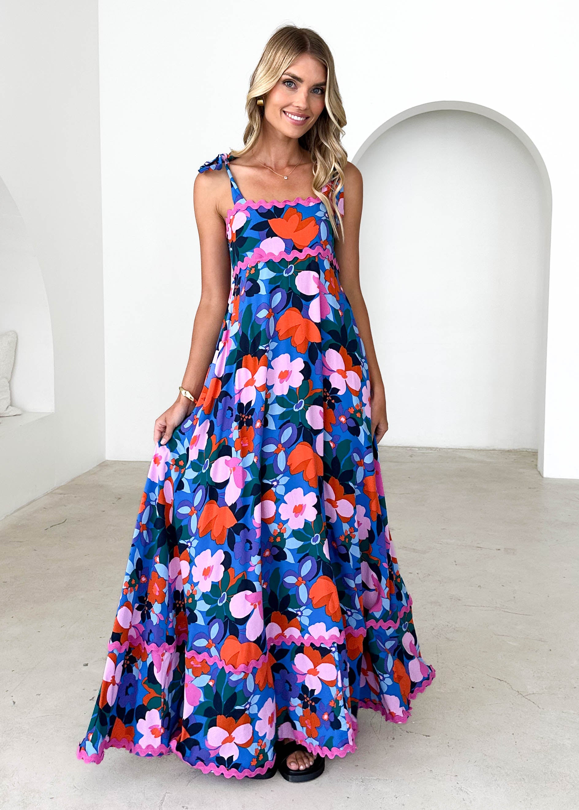 Riri Maxi Dress - Blue Floral