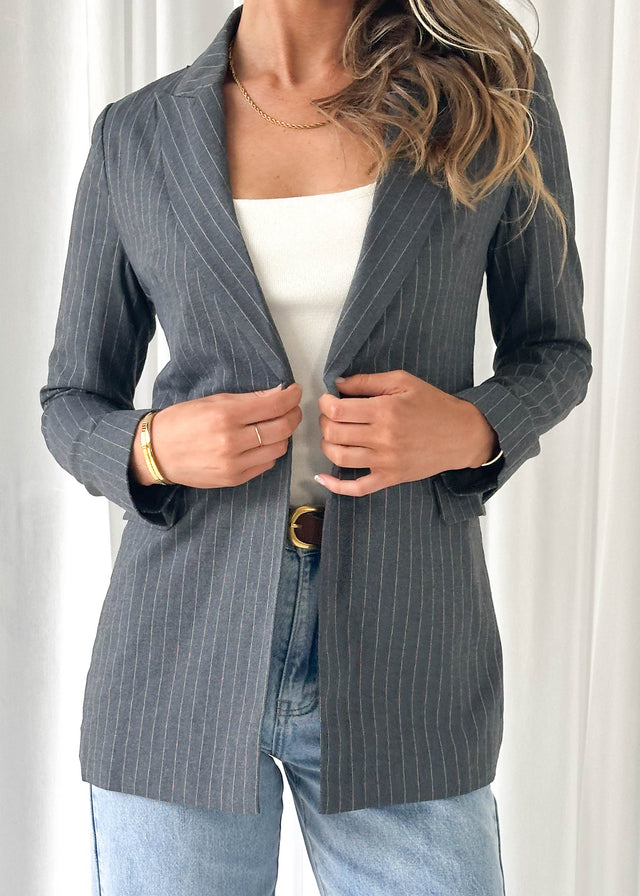 Bowwie Blazer - Grey Pinstripe