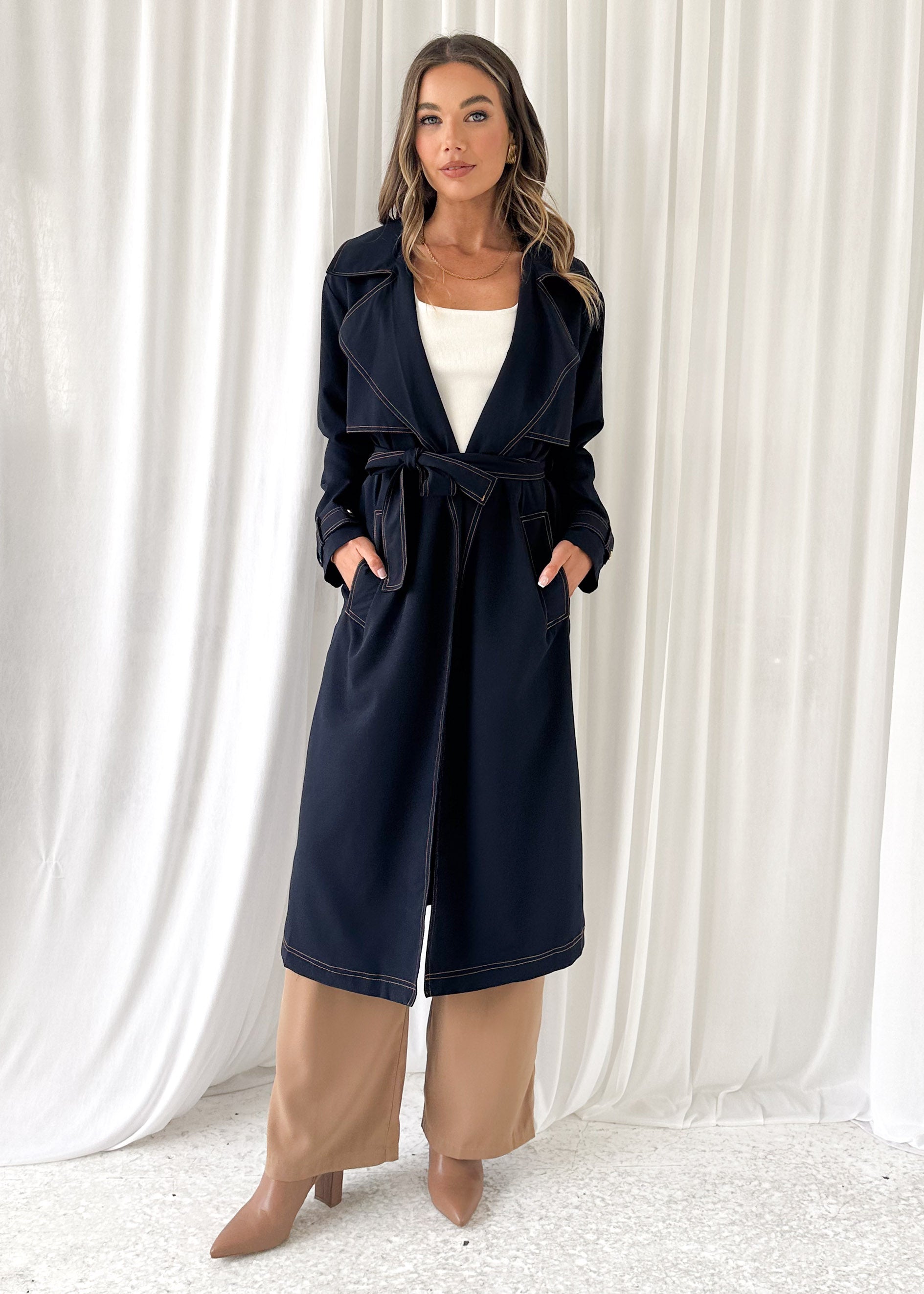 Jaidie Trench Coat - Indigo