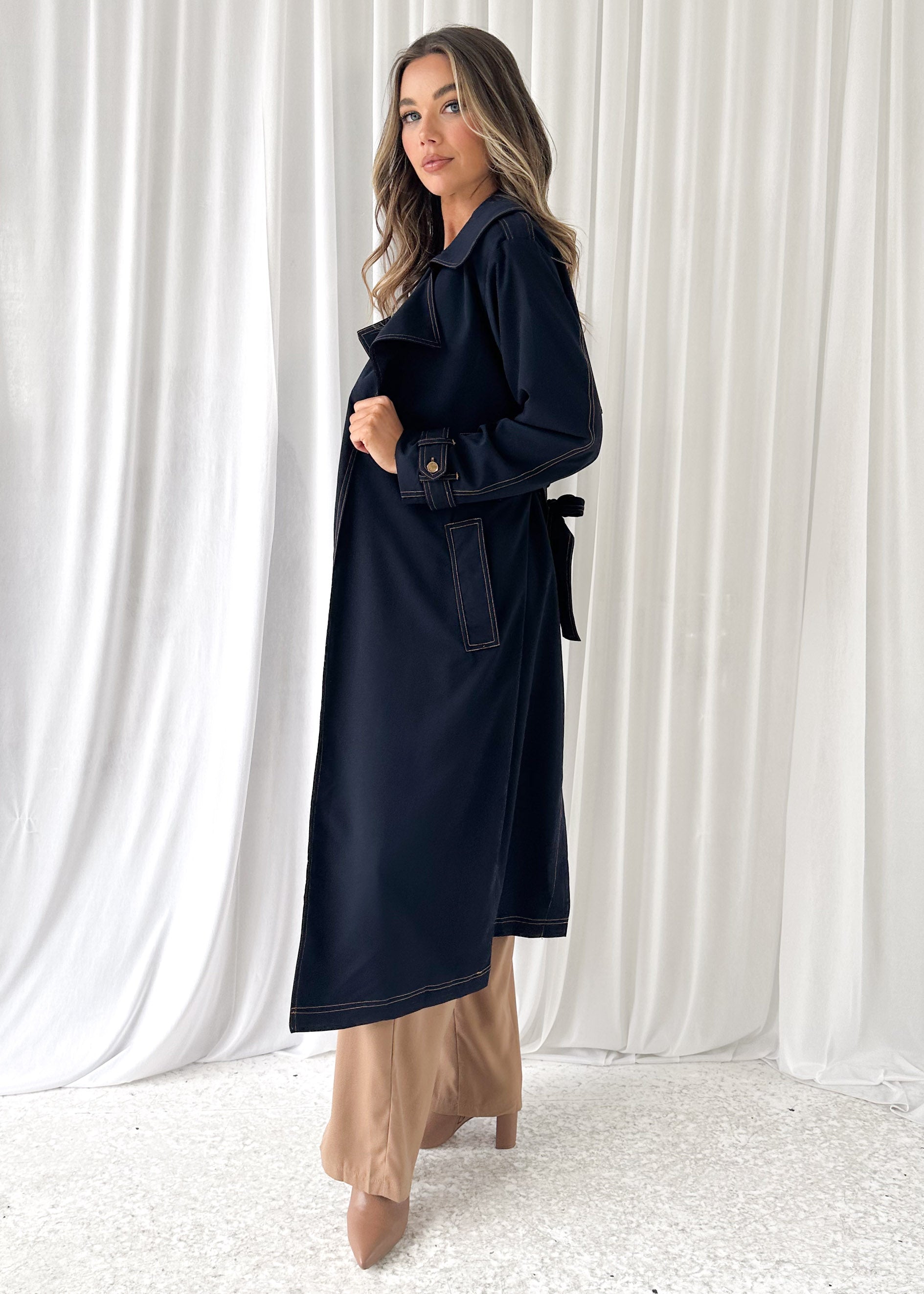 Jaidie Trench Coat - Indigo