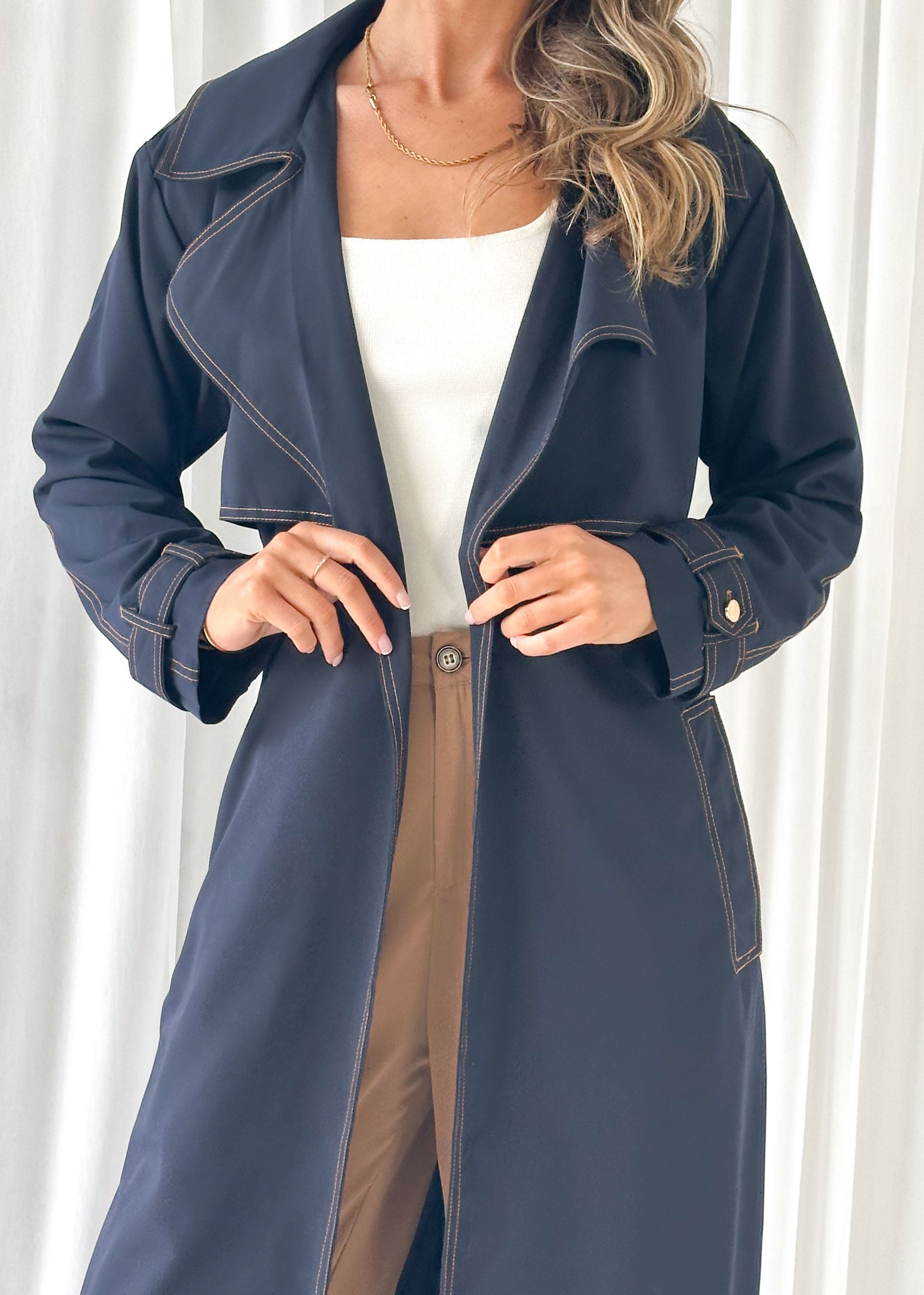 Jaidie Trench Coat - Indigo