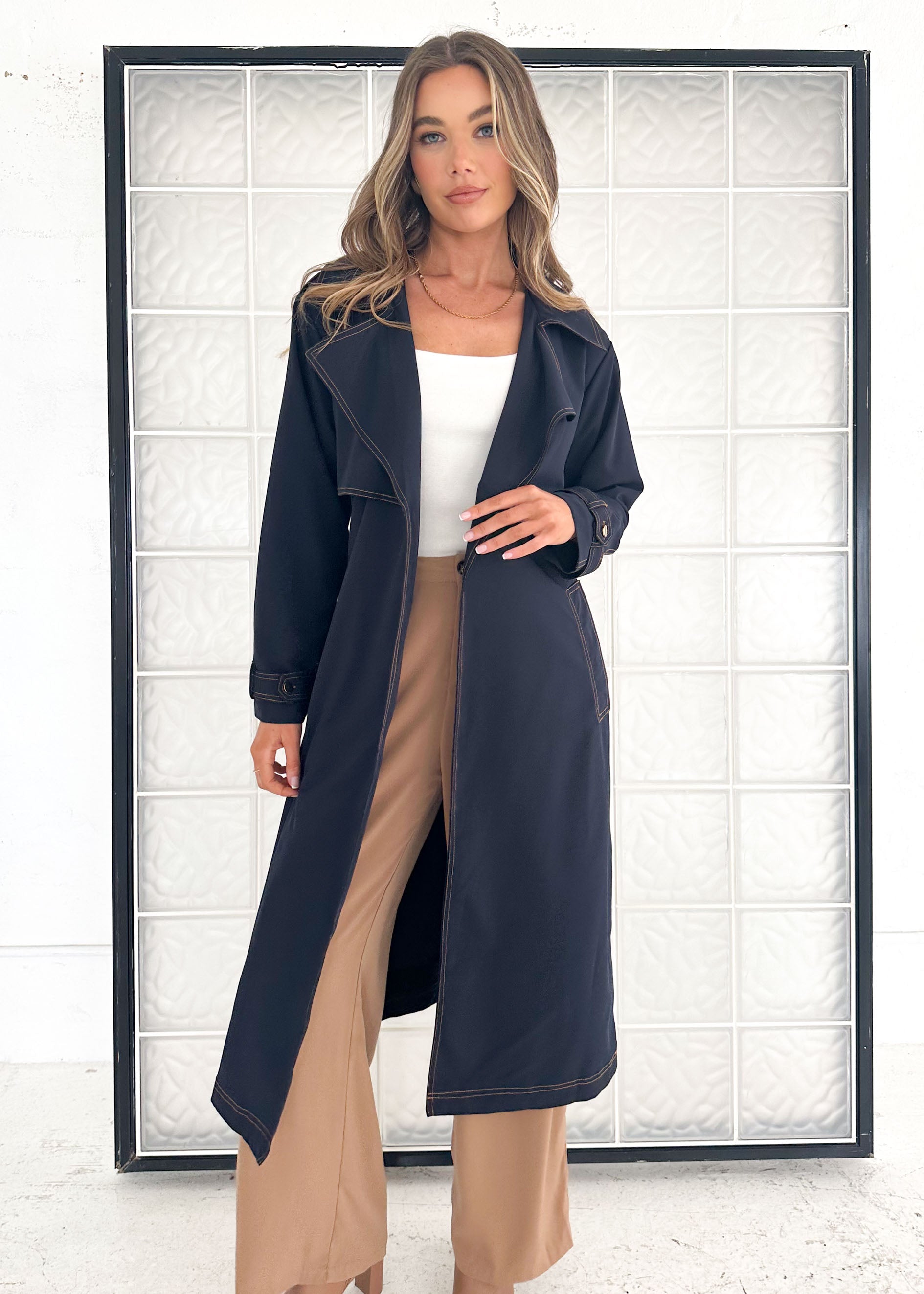 Jaidie Trench Coat - Indigo