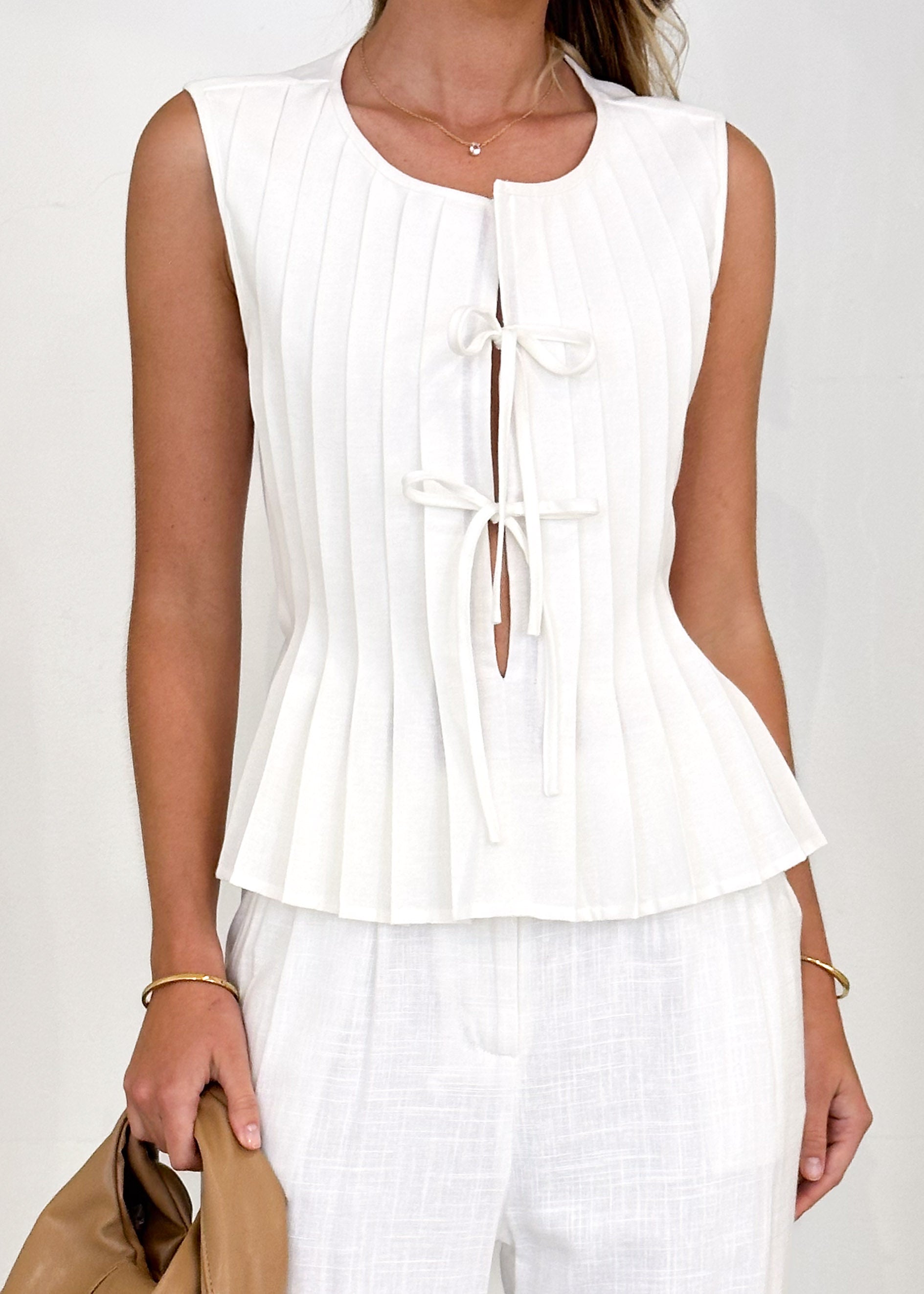 Valerie Pleated Crop - Off White