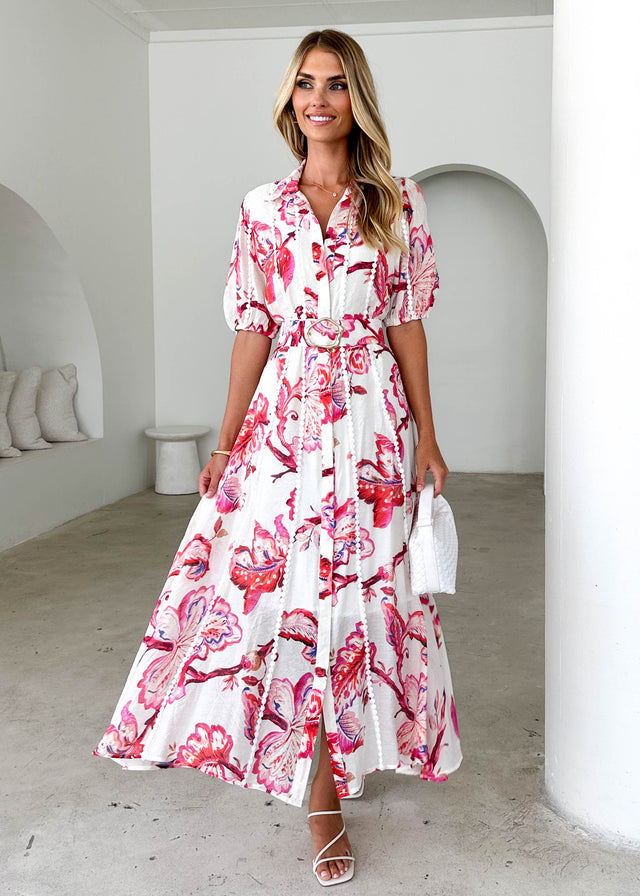 Mannia Maxi Dress Red Floral - Main Image