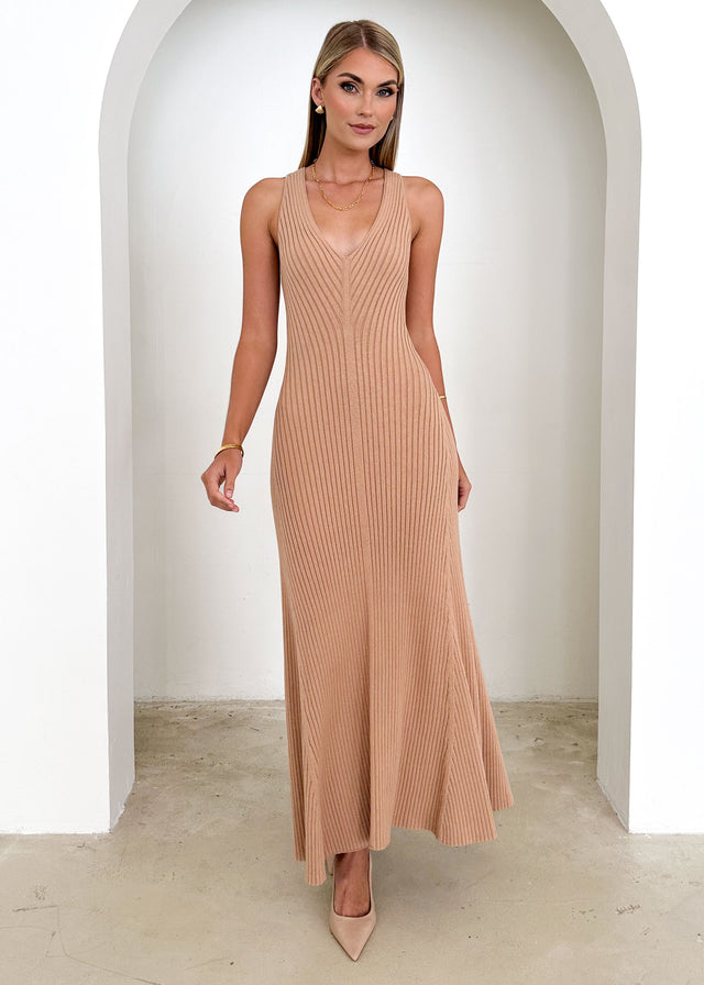 Josie Knit Maxi Dress - Beige