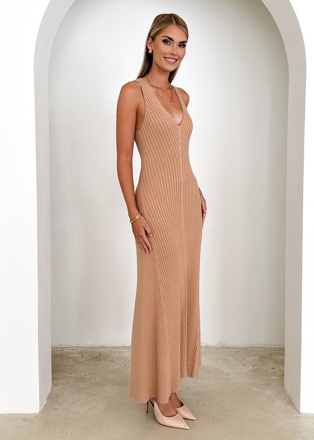 Josie Knit Maxi Dress - Beige