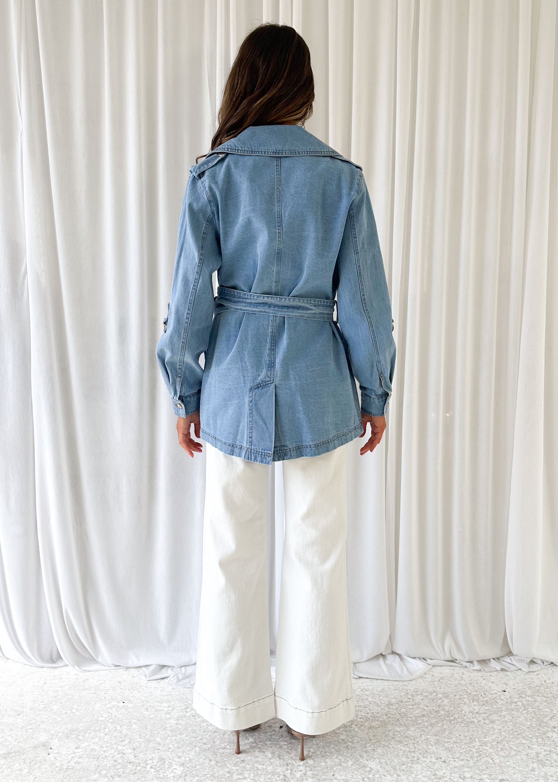 Traylo Denim Trench - Light Blue