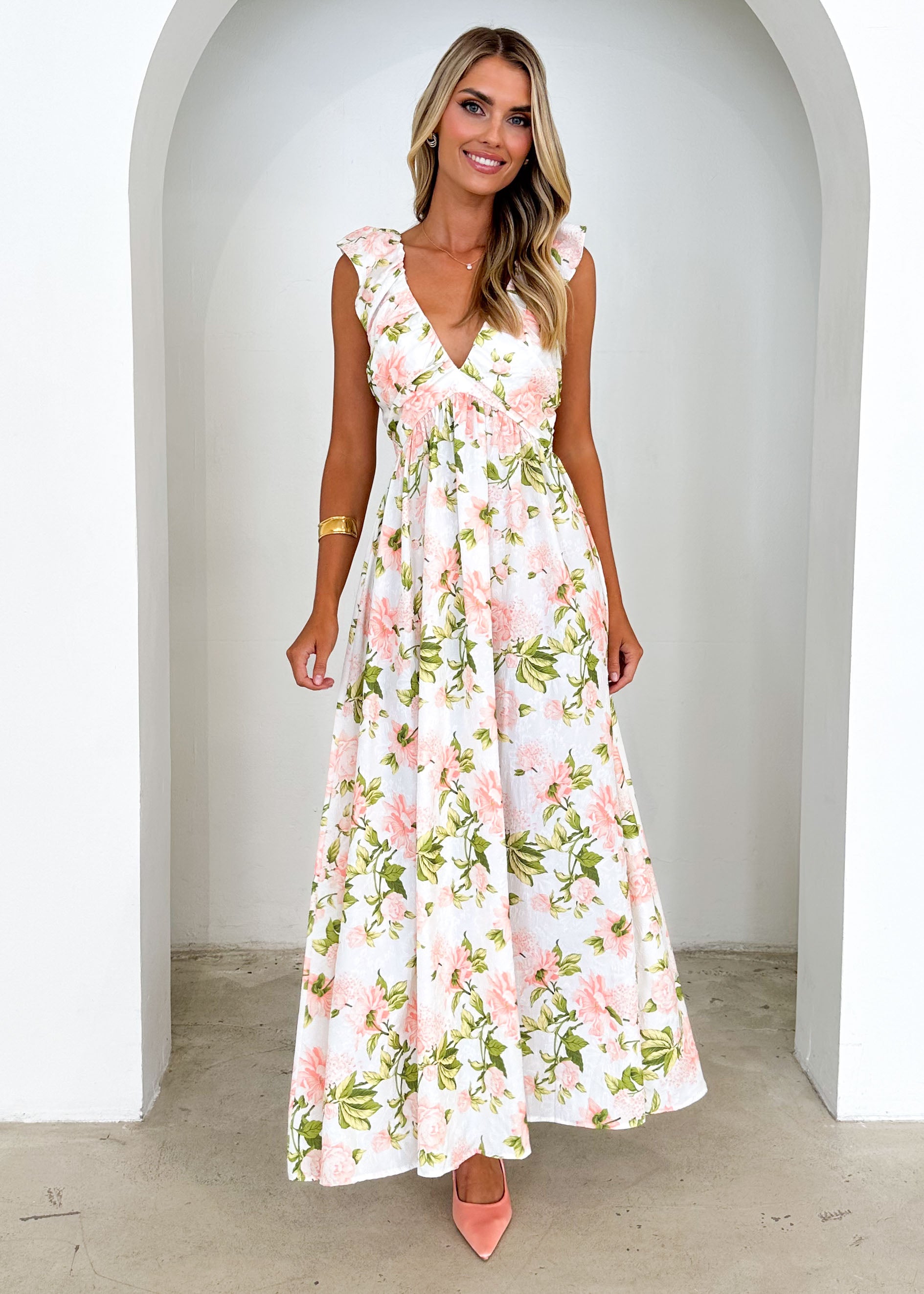 Hadley Maxi Dress - Peach Floral