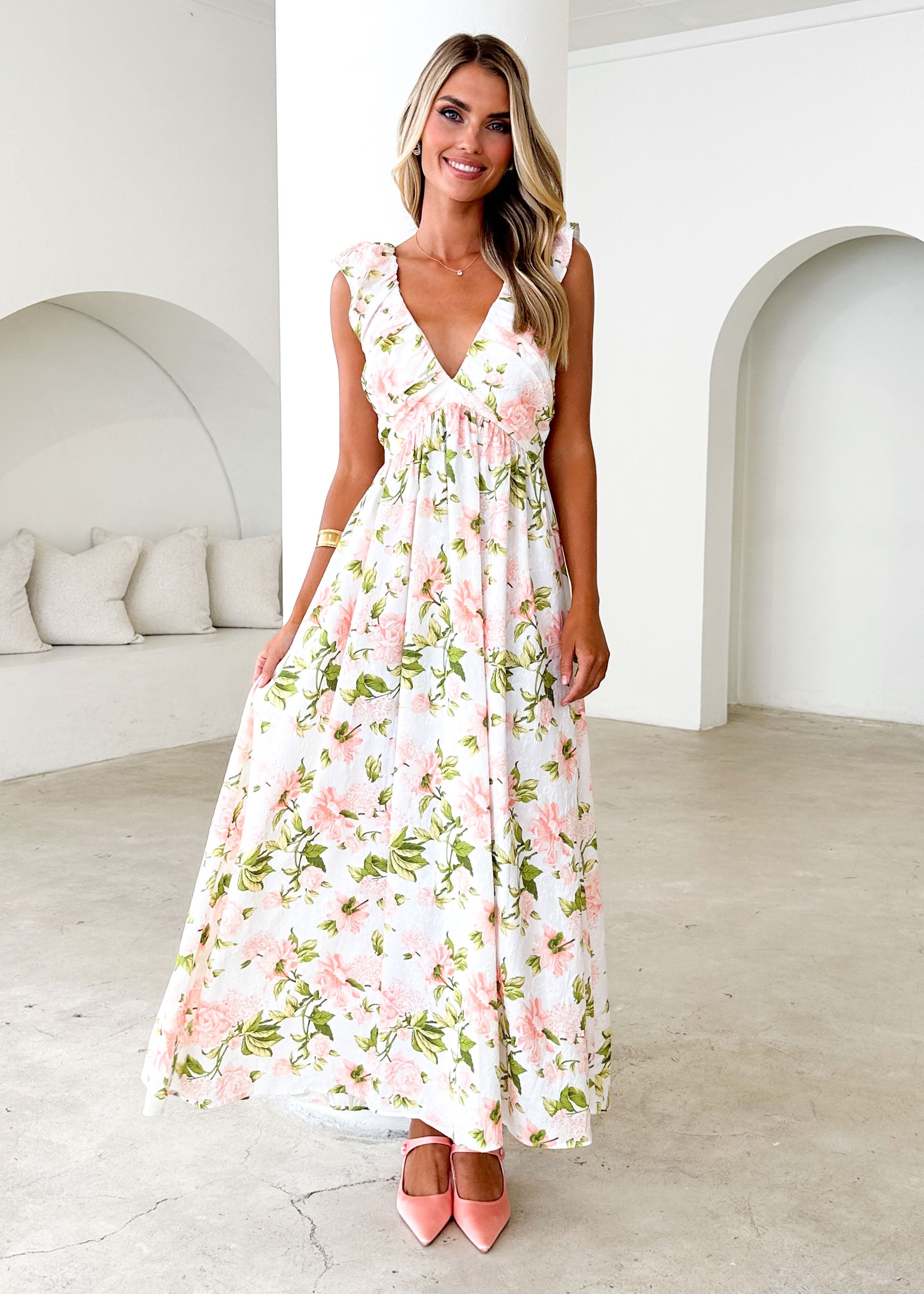 Hadley Maxi Dress - Peach Floral