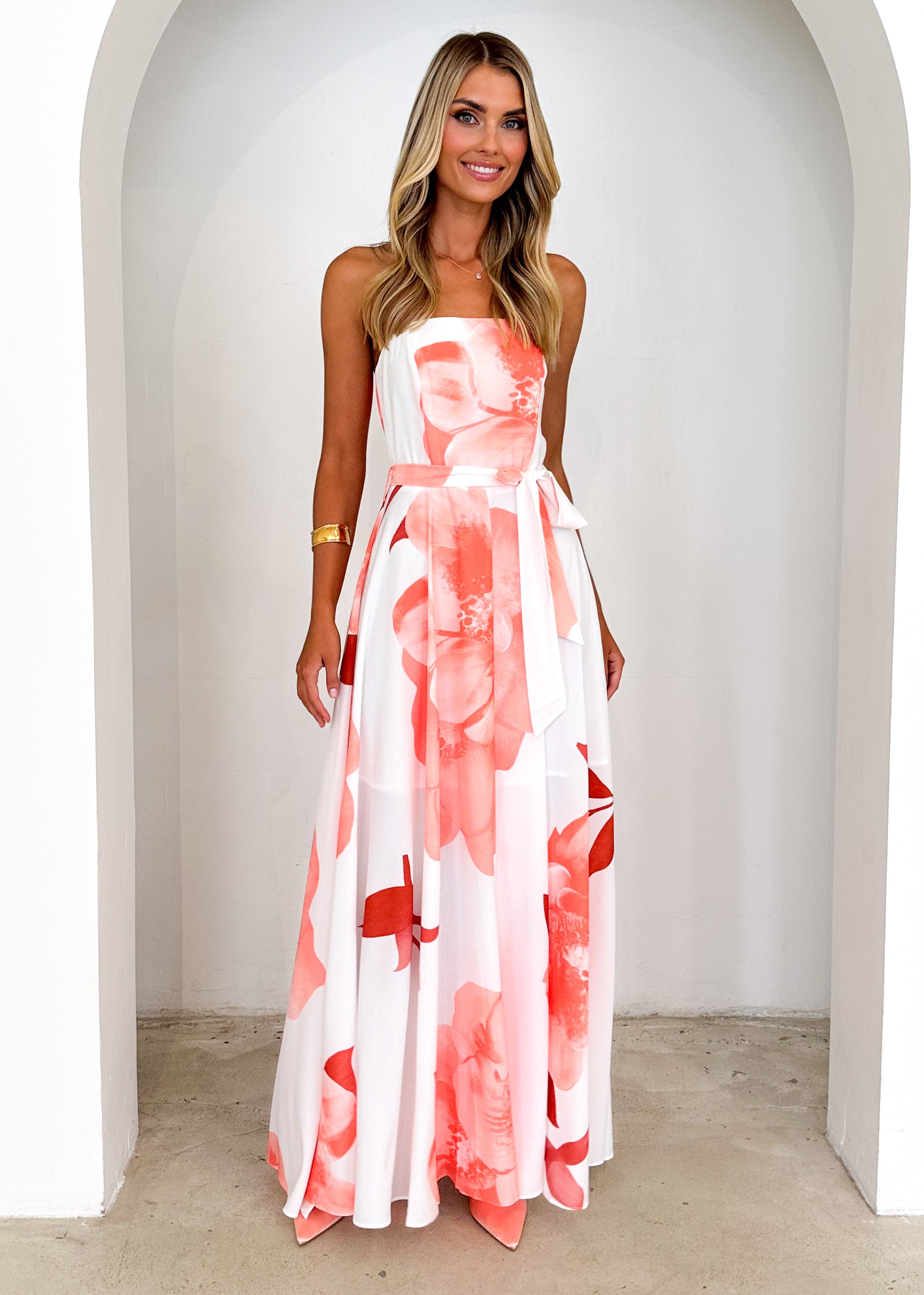 Jorgia Strapless Maxi Dress - Pink Floral