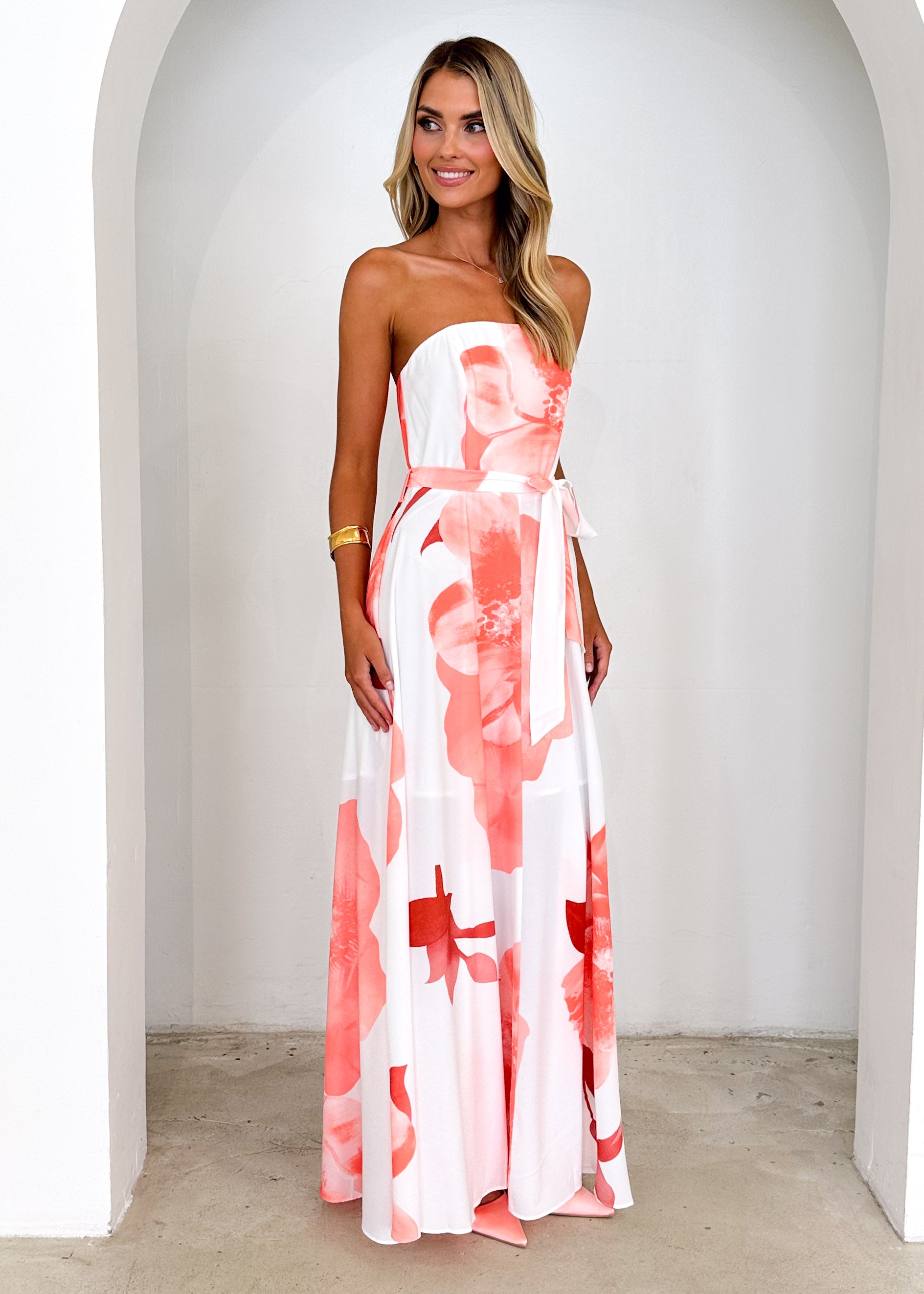 Jorgia Strapless Maxi Dress - Pink Floral