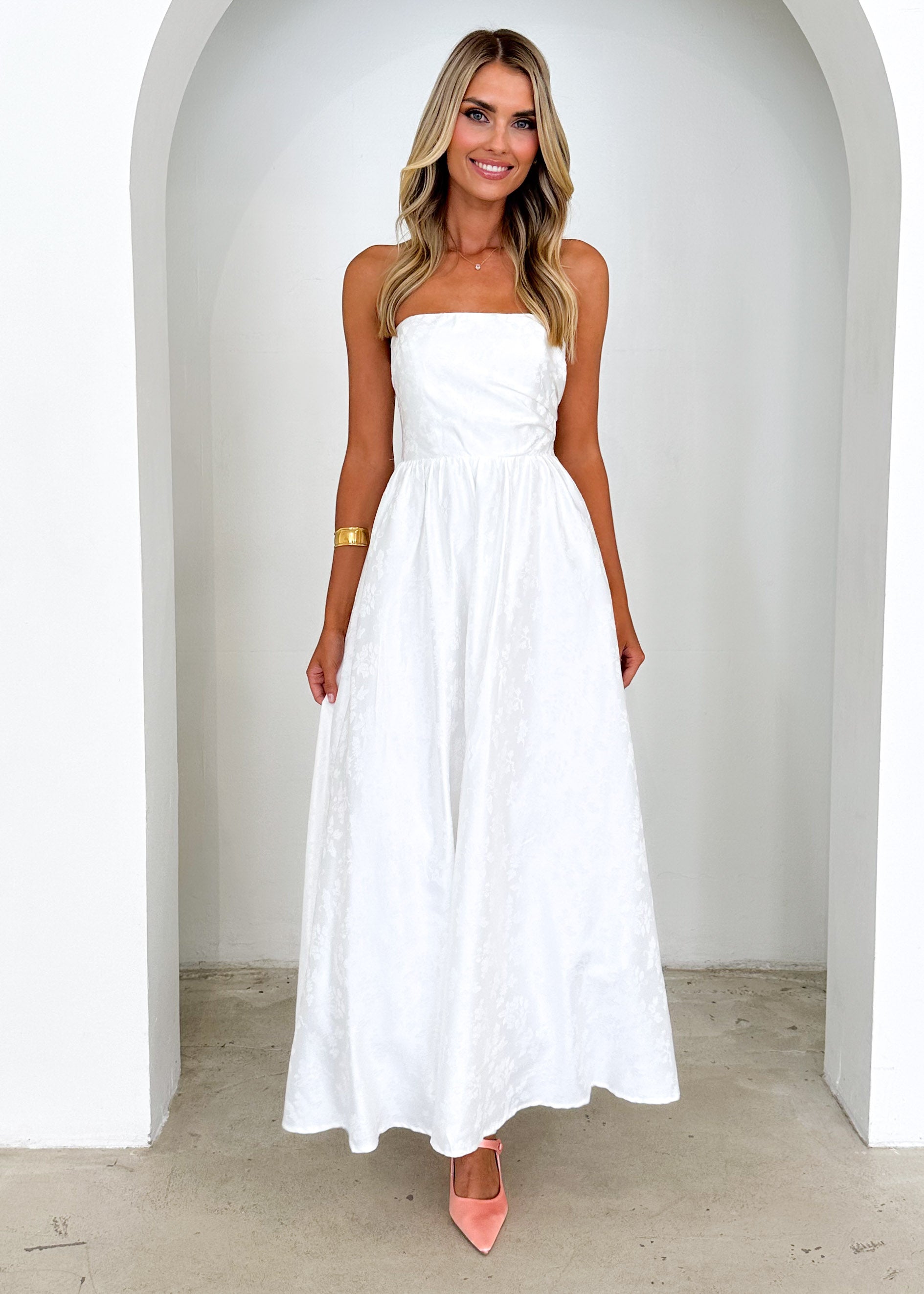 Laneway Strapless Maxi Dress - Off White