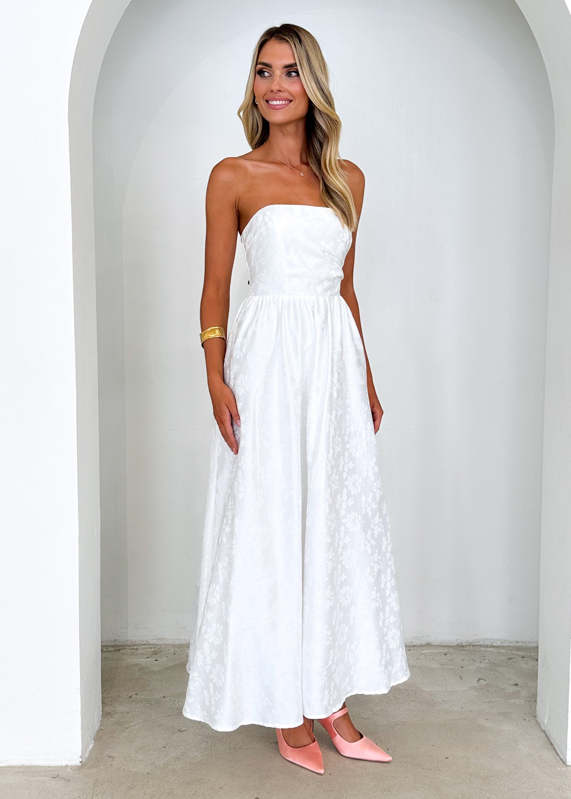 Laneway Strapless Maxi Dress - Off White