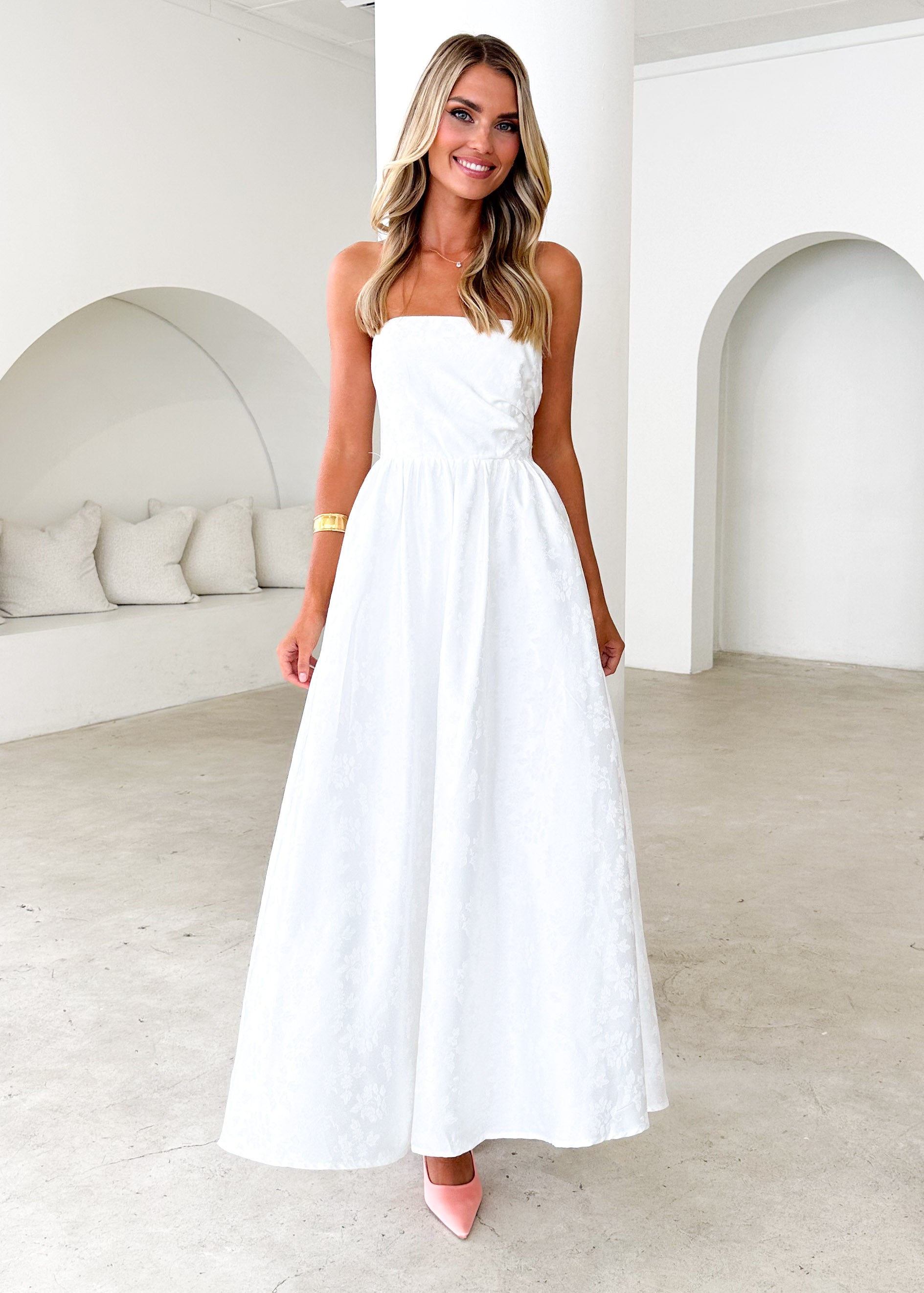 Laneway Strapless Maxi Dress - Off White