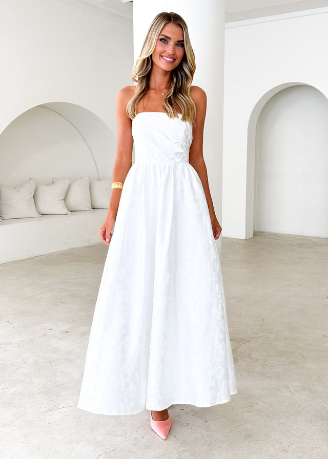 Laneway Strapless Maxi Dress - Off White Gingham & Heels Laneway Strapless Maxi Dress - Off White Gingham & Heels