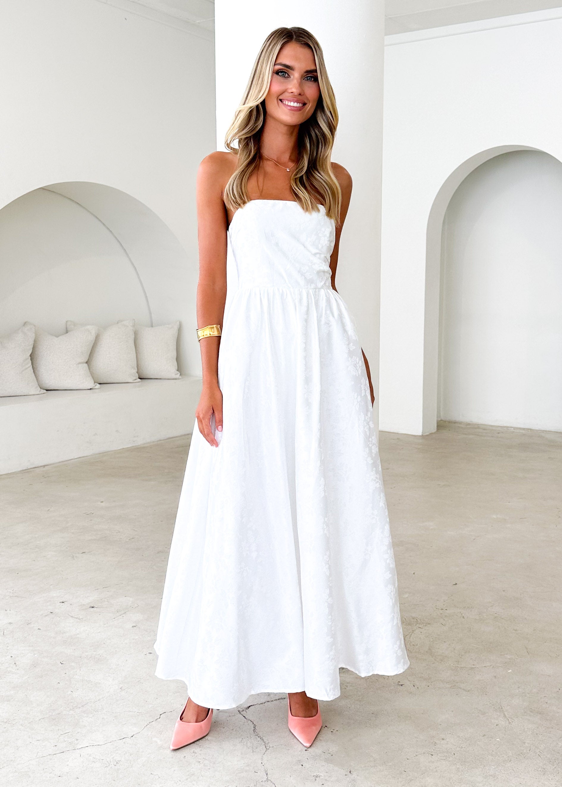 Laneway Strapless Maxi Dress - Off White