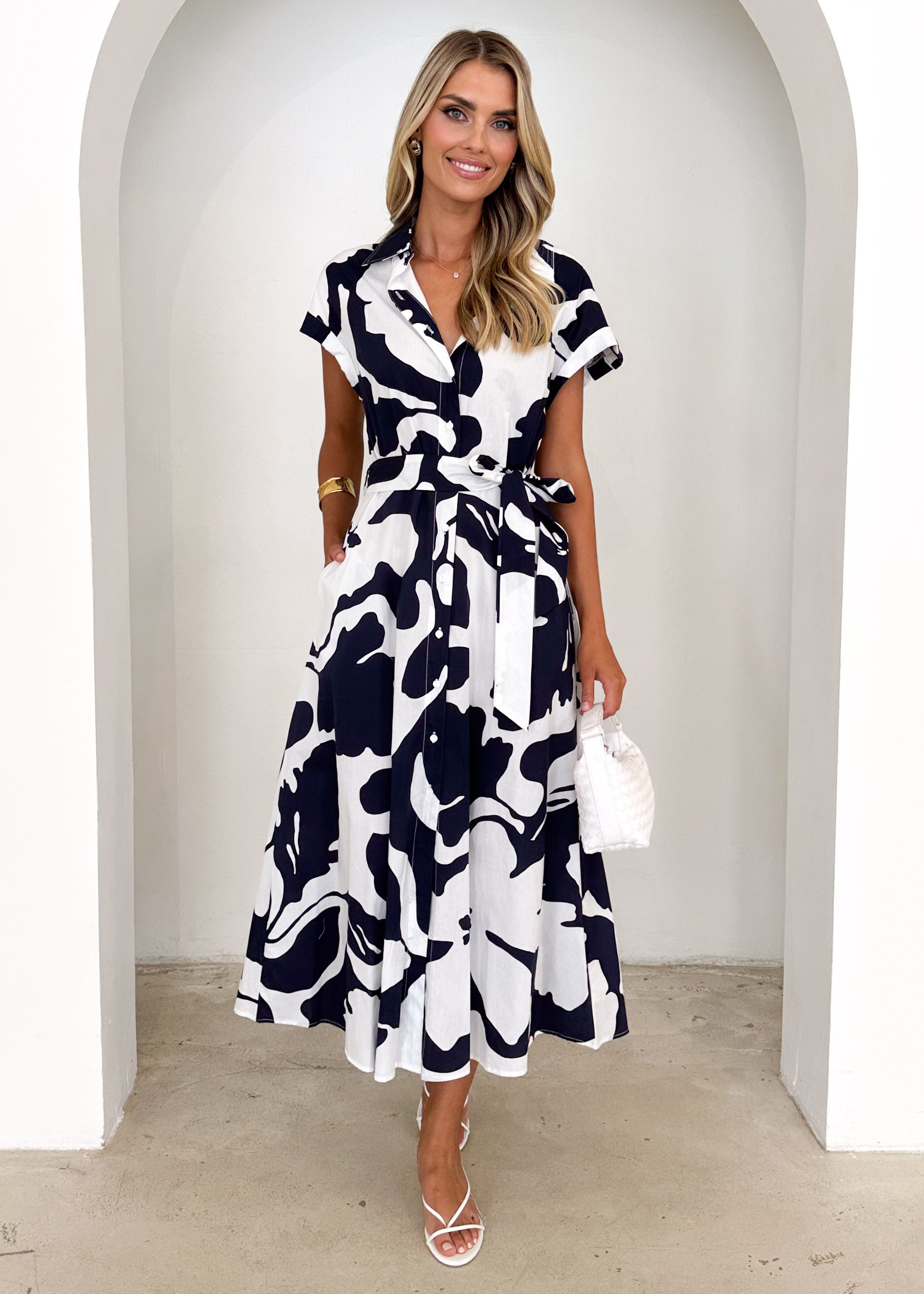 Vee Midi Dress - Sloane Navy