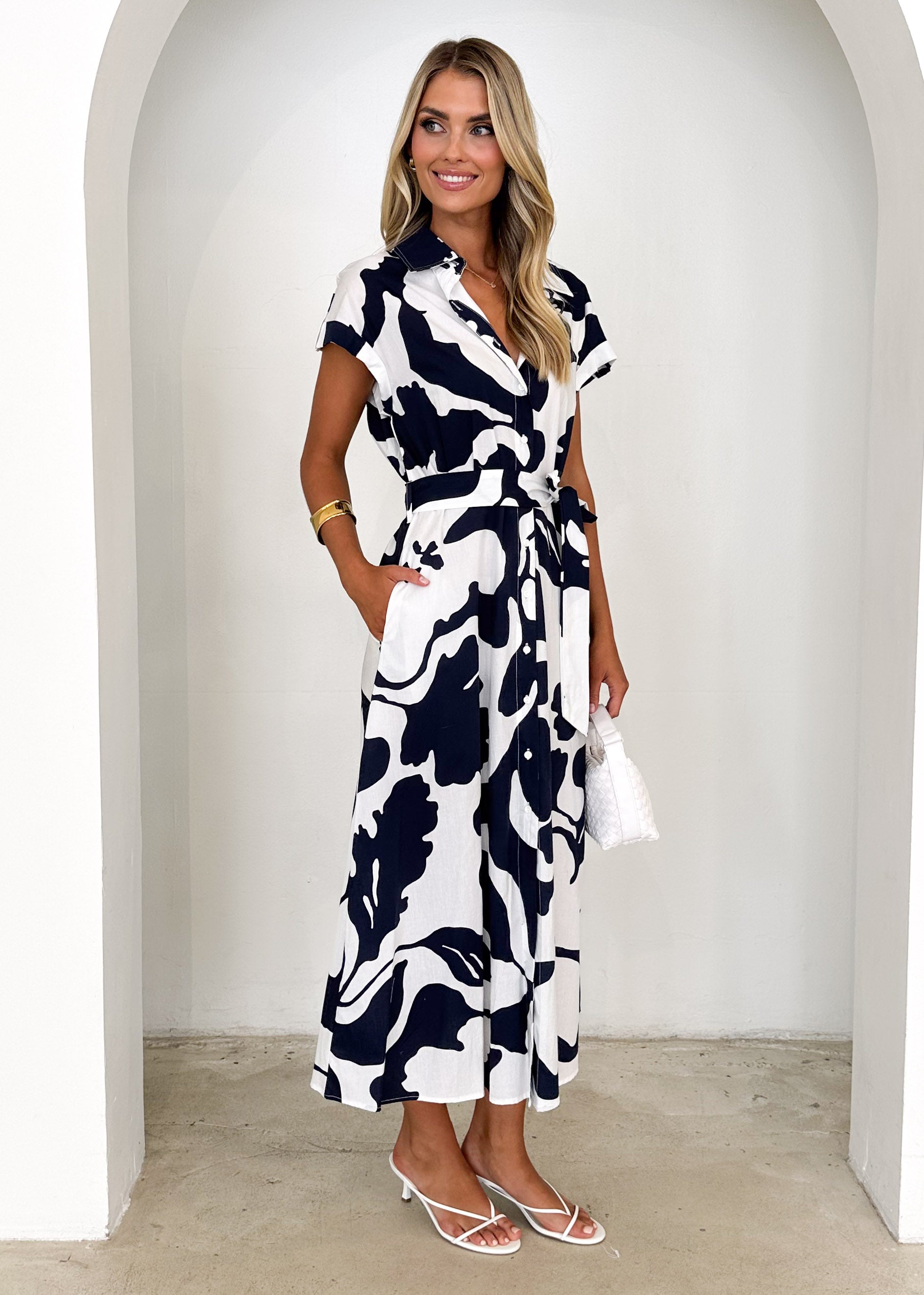 Vee Midi Dress - Sloane Navy