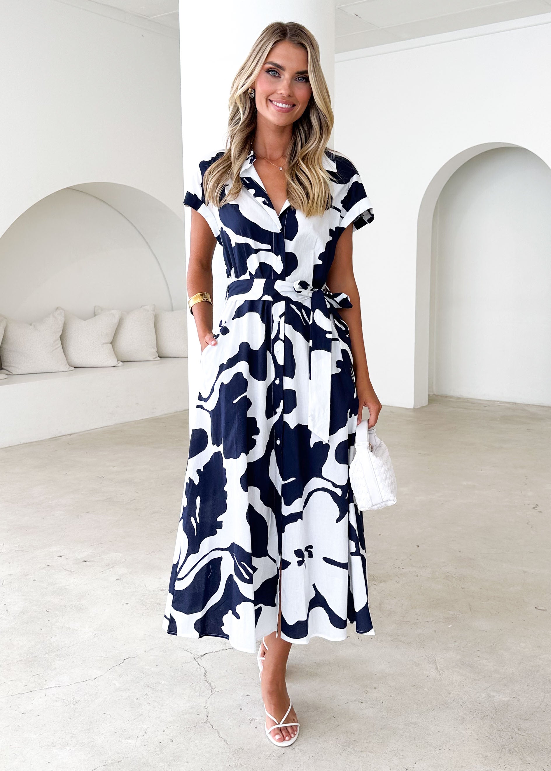 Vee Midi Dress - Sloane Navy