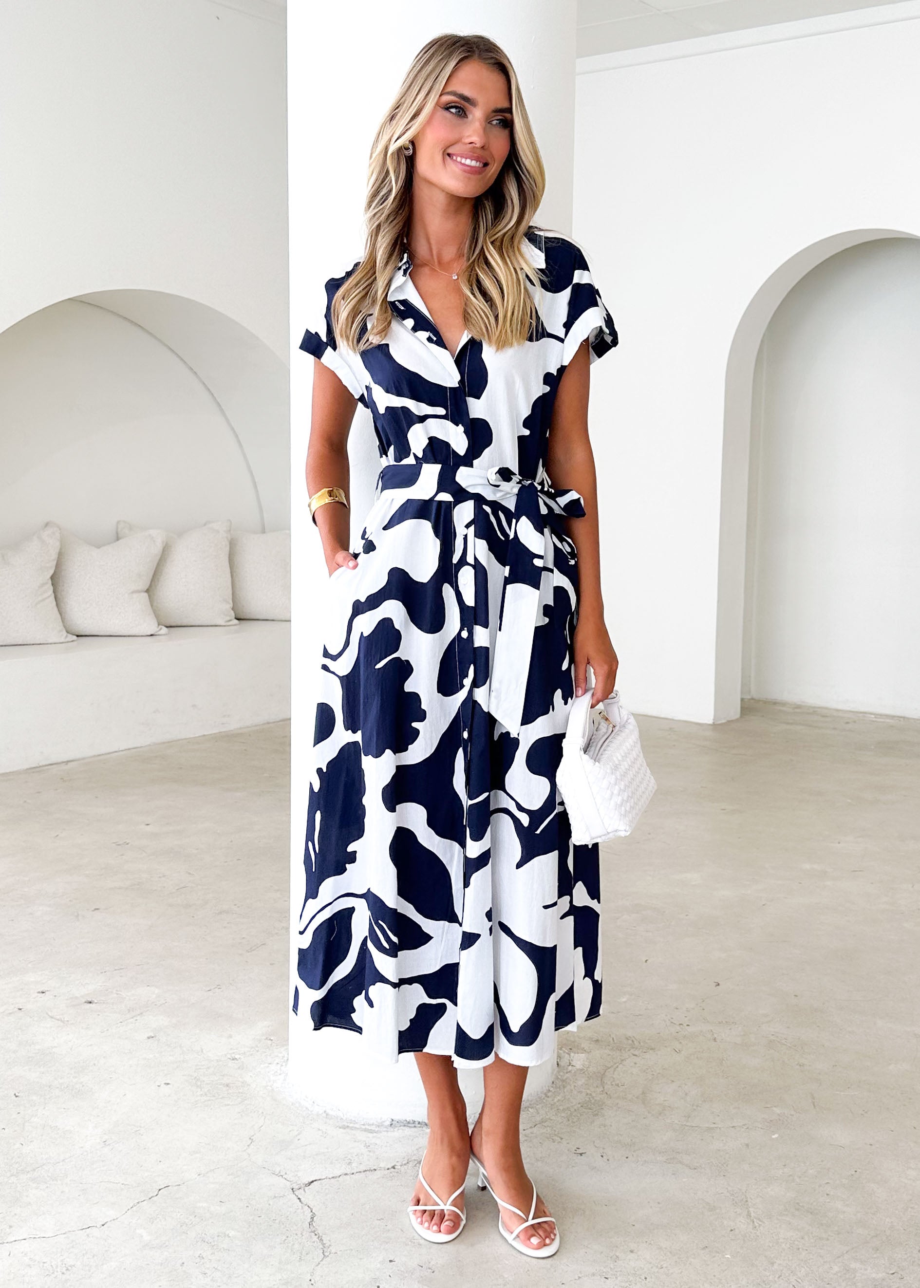 Vee Midi Dress - Sloane Navy