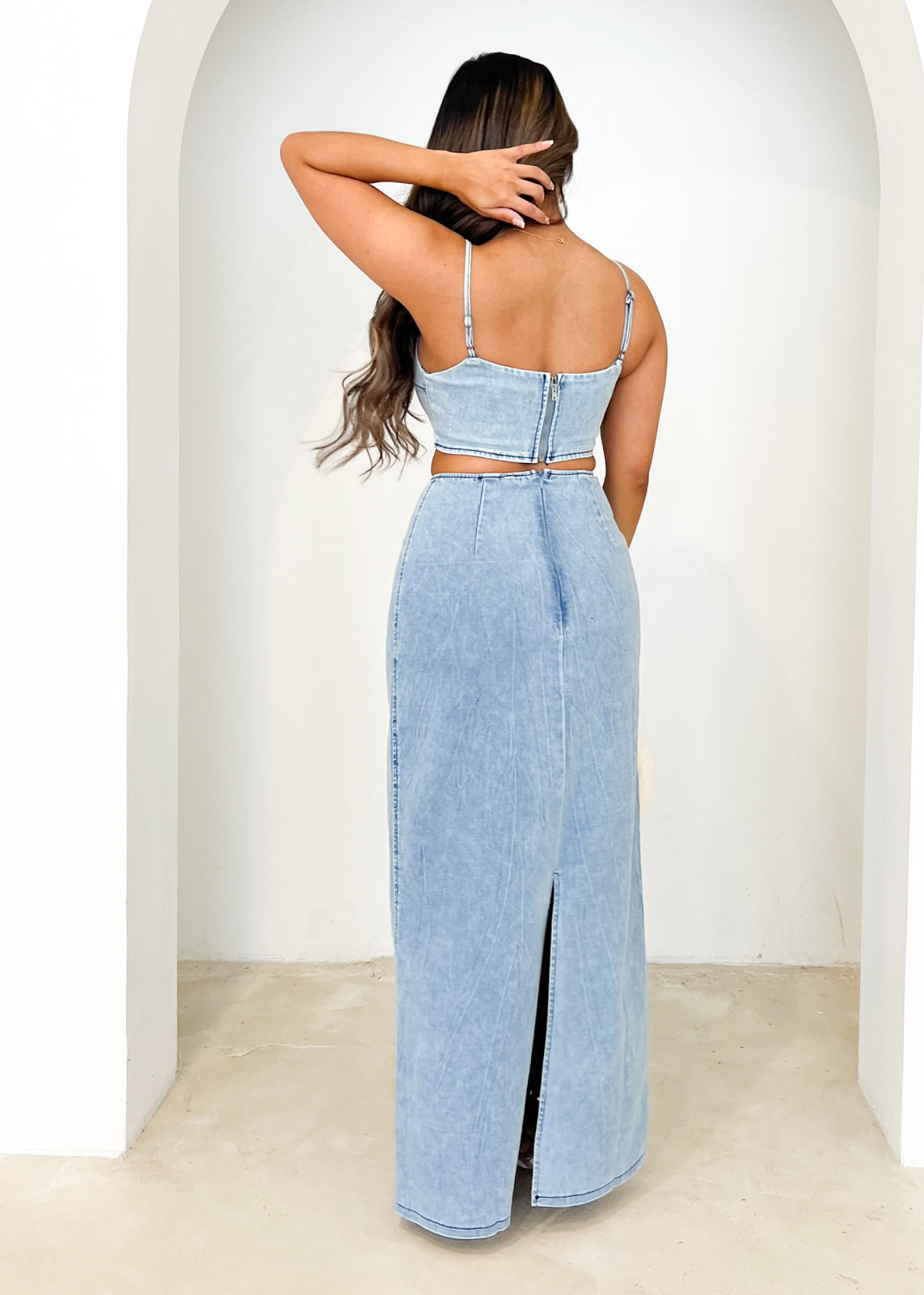 Innes Denim Crop - Washed Blue