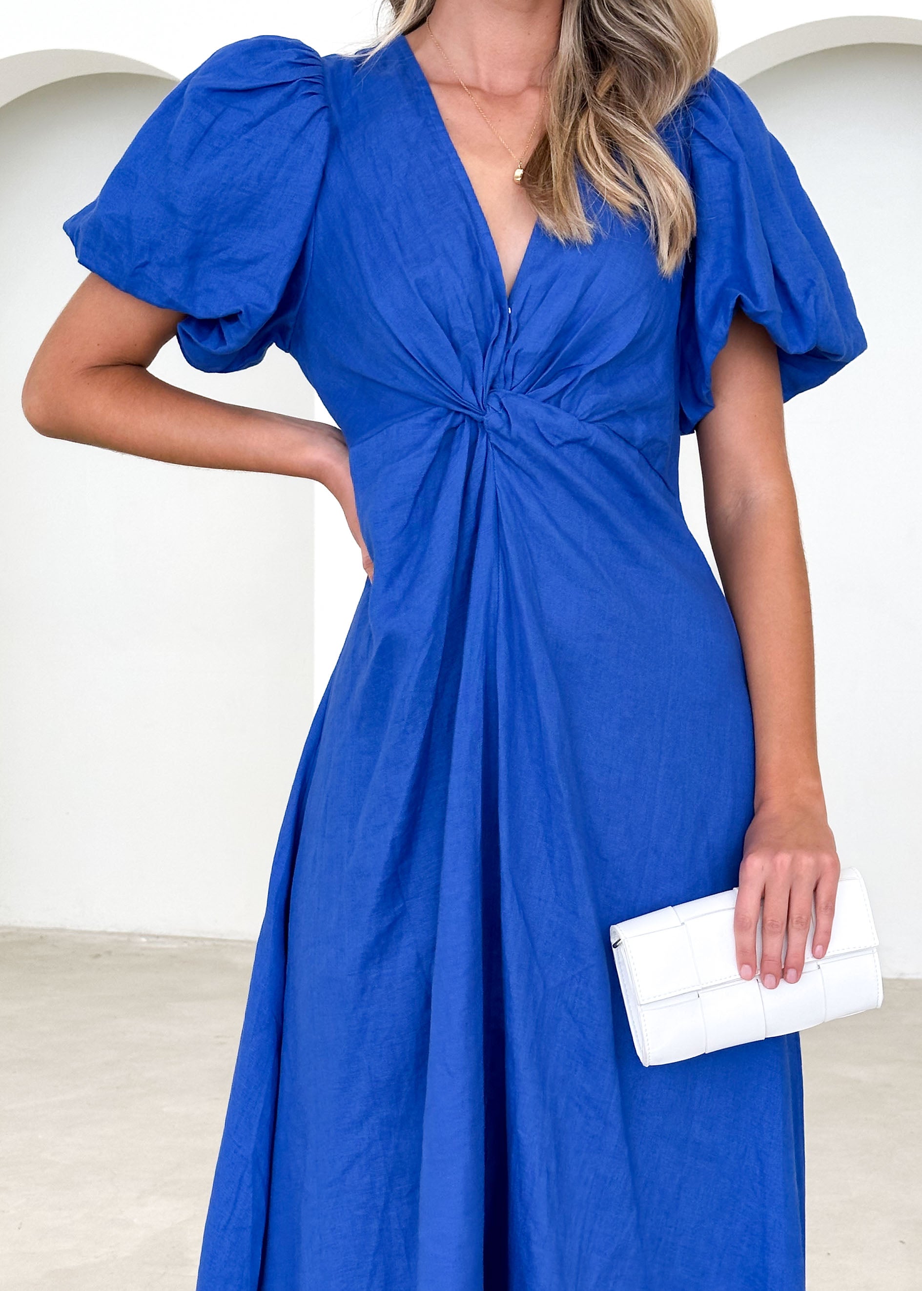 Yilkia Linen Midi Dress - Cobalt