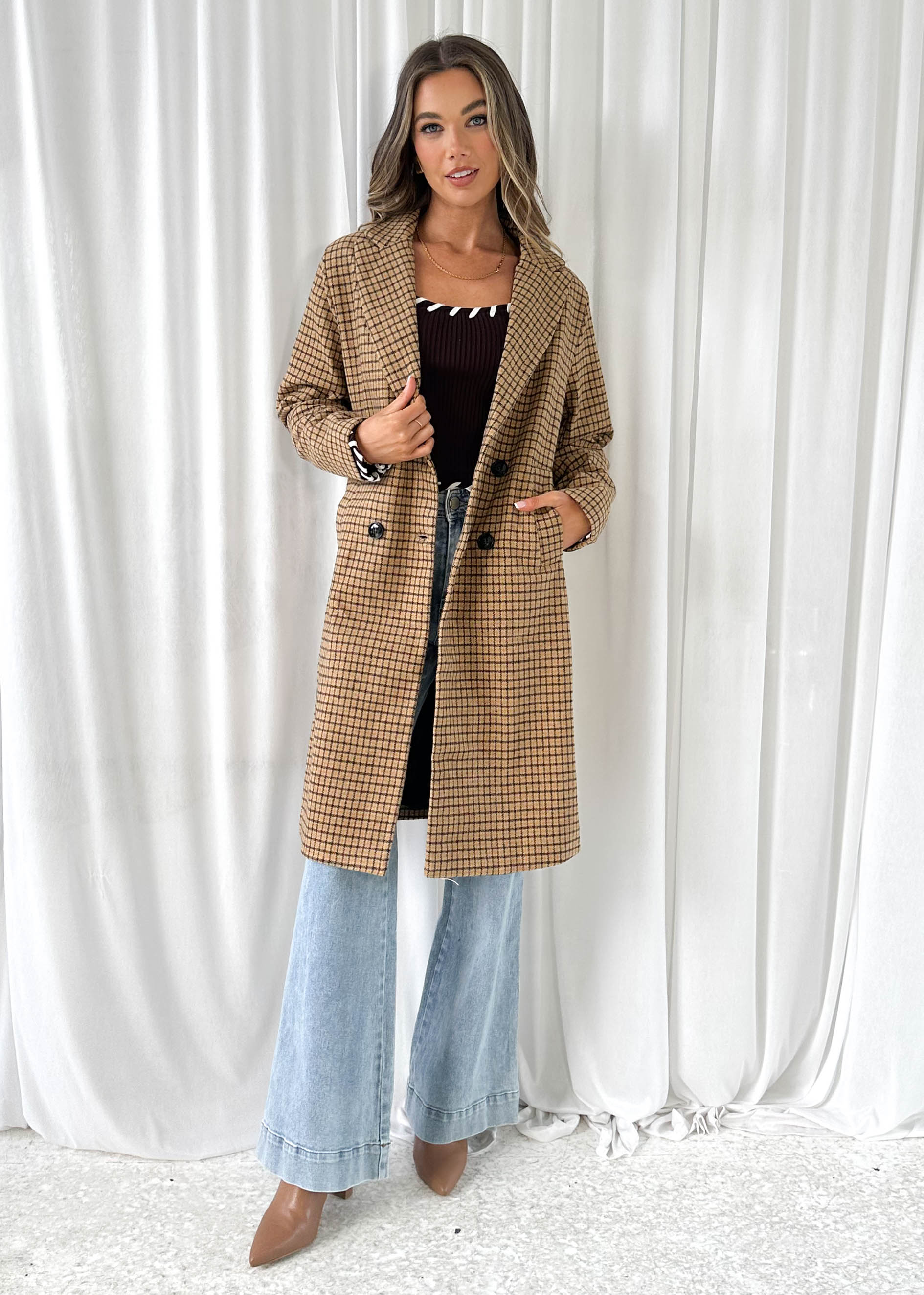 Tommie Coat - Tan Check