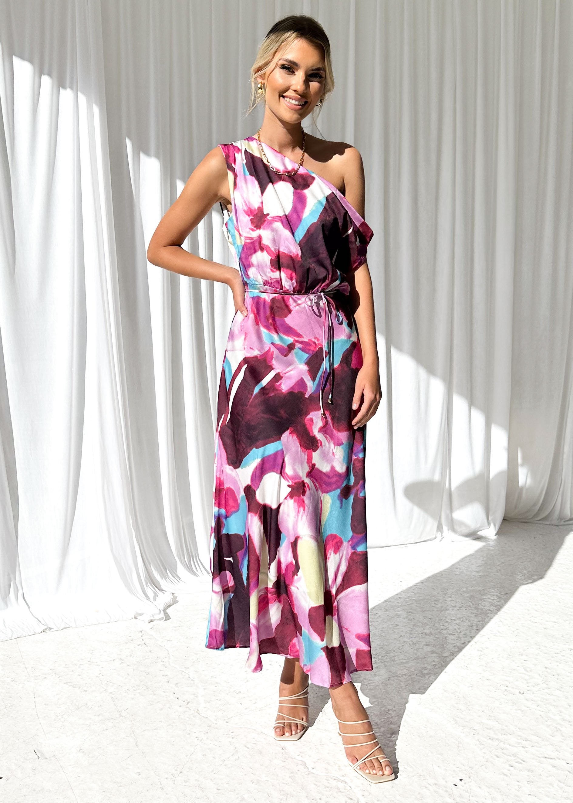 Larose Midi Dress - Plum Tie Dye