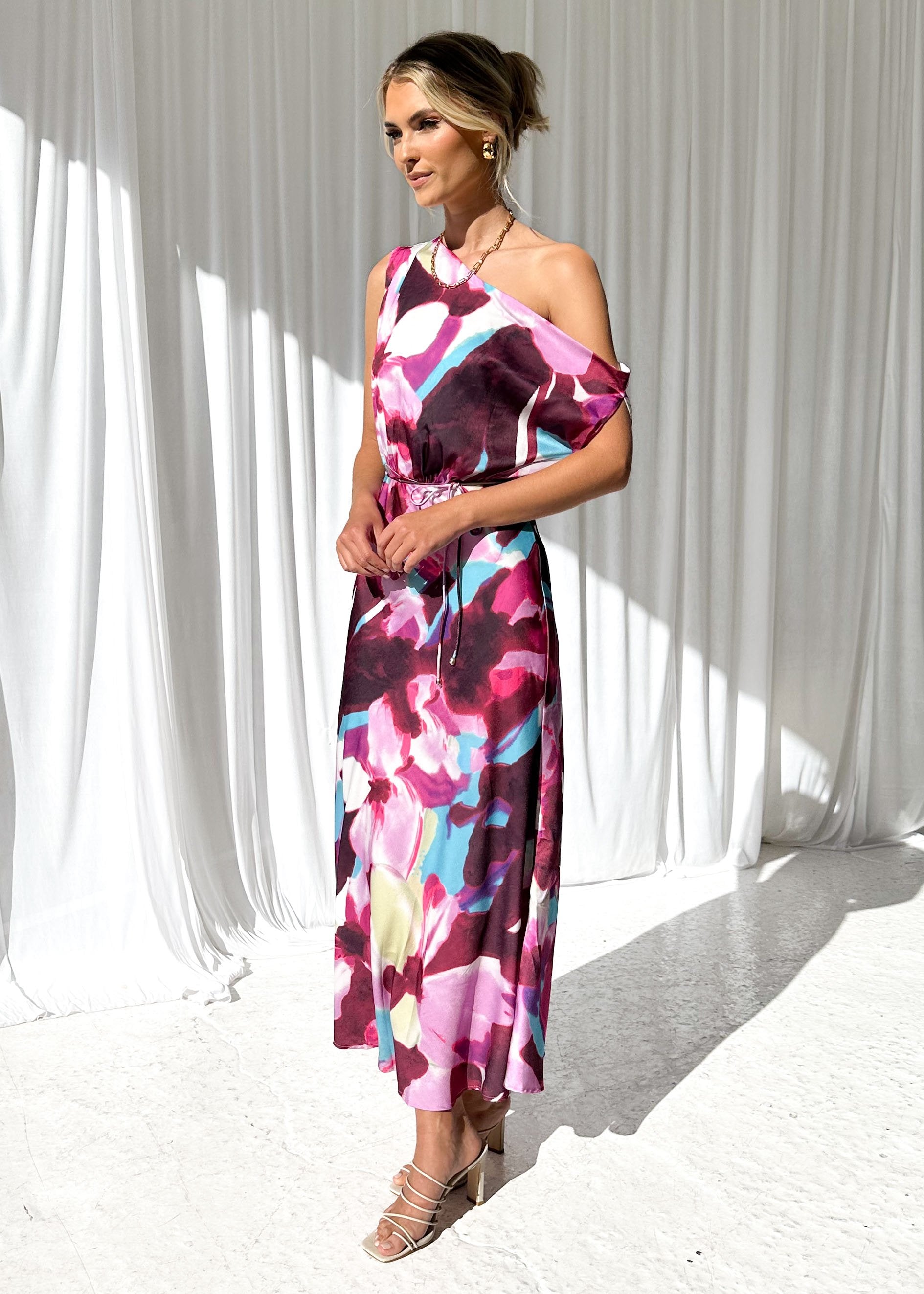 Larose Midi Dress - Plum Tie Dye