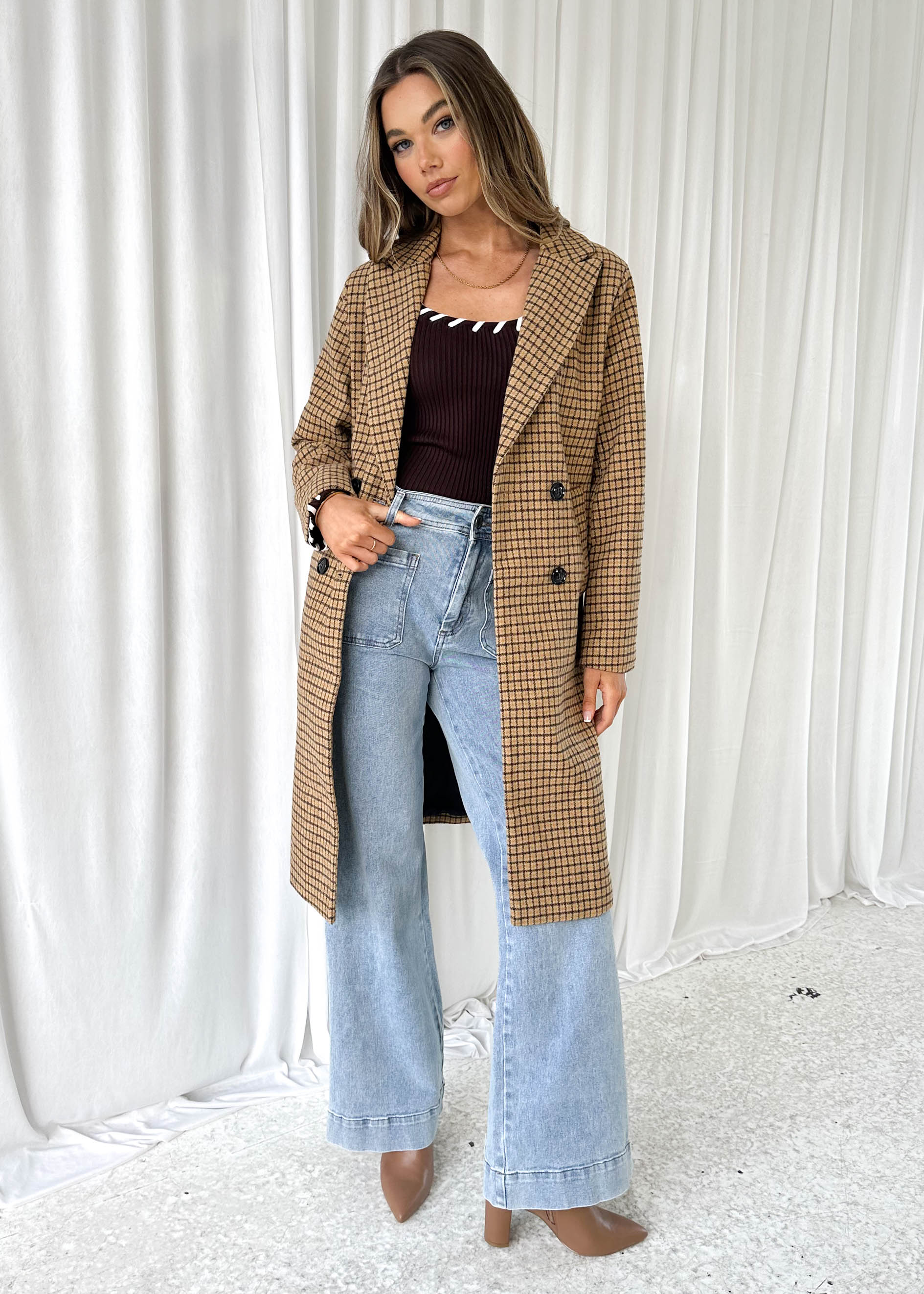 Tommie Coat - Tan Check