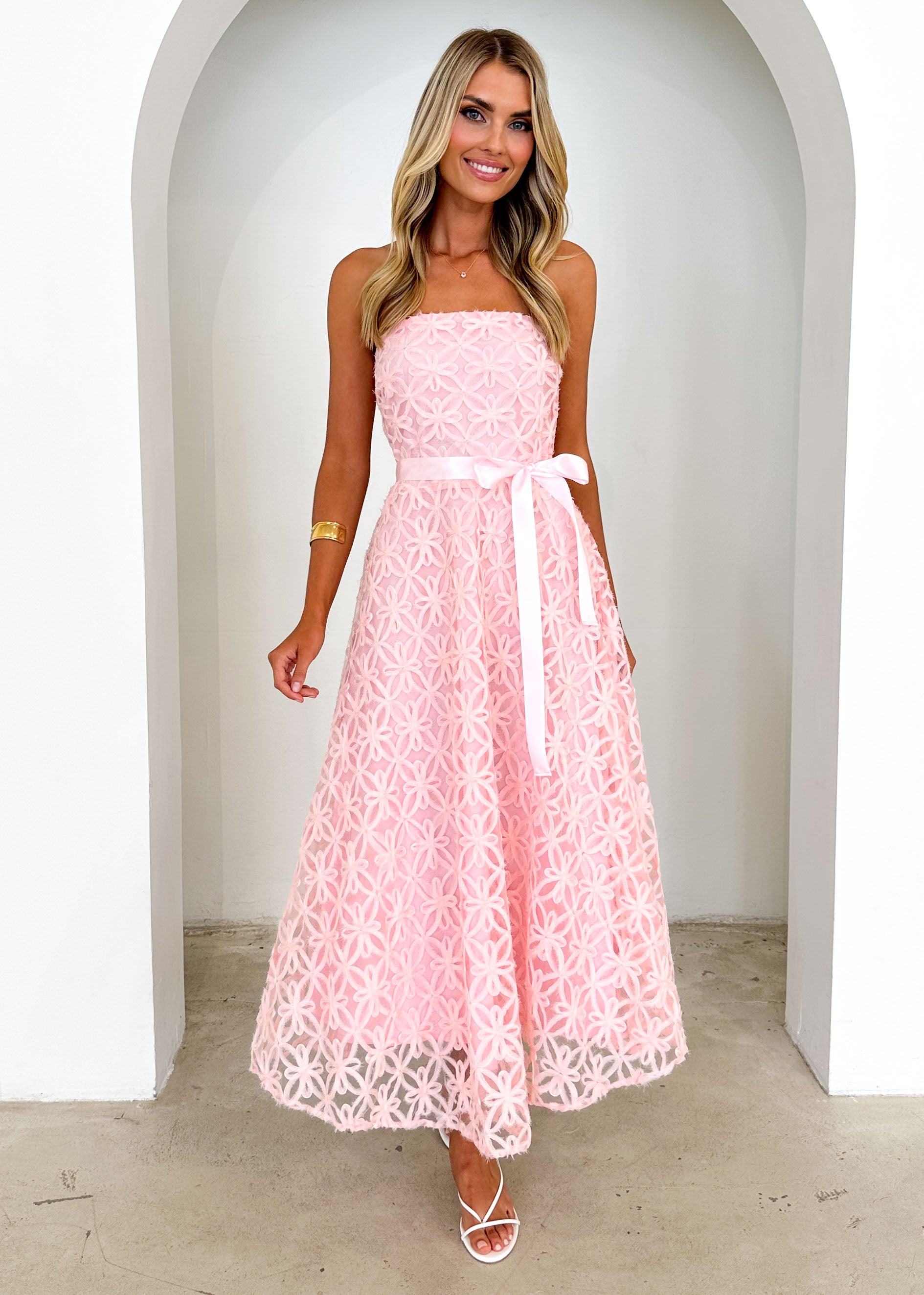 Maddy Strapless Midi Dress - Blush