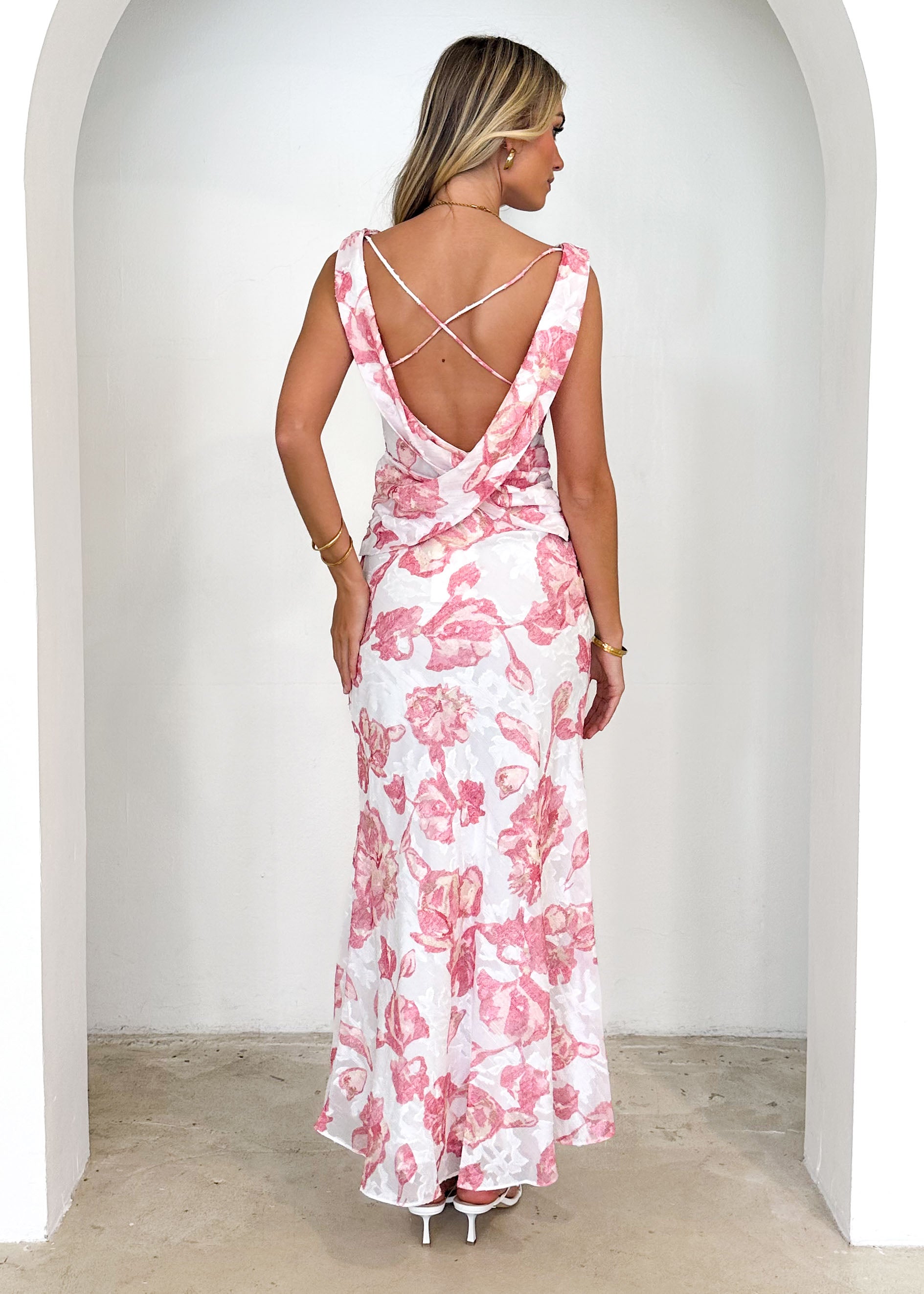 Barcelon Midi Dress - Pink Watercolour