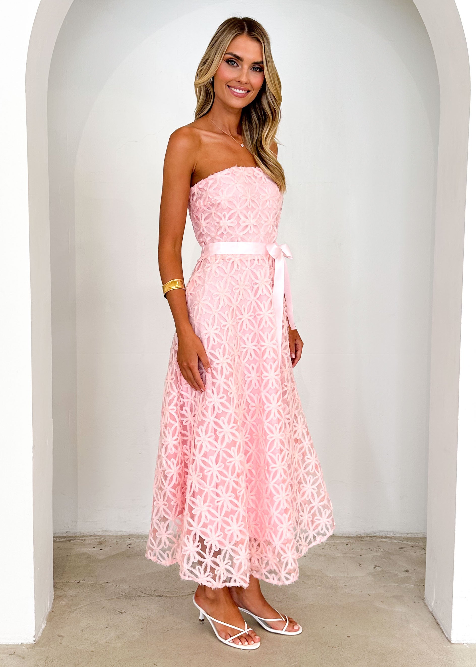 Maddy Strapless Midi Dress - Blush