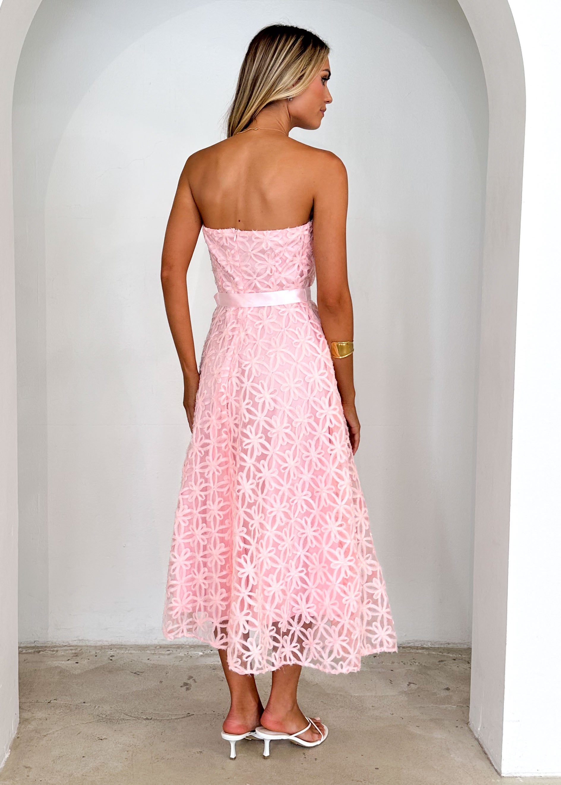 Maddy Strapless Midi Dress - Blush