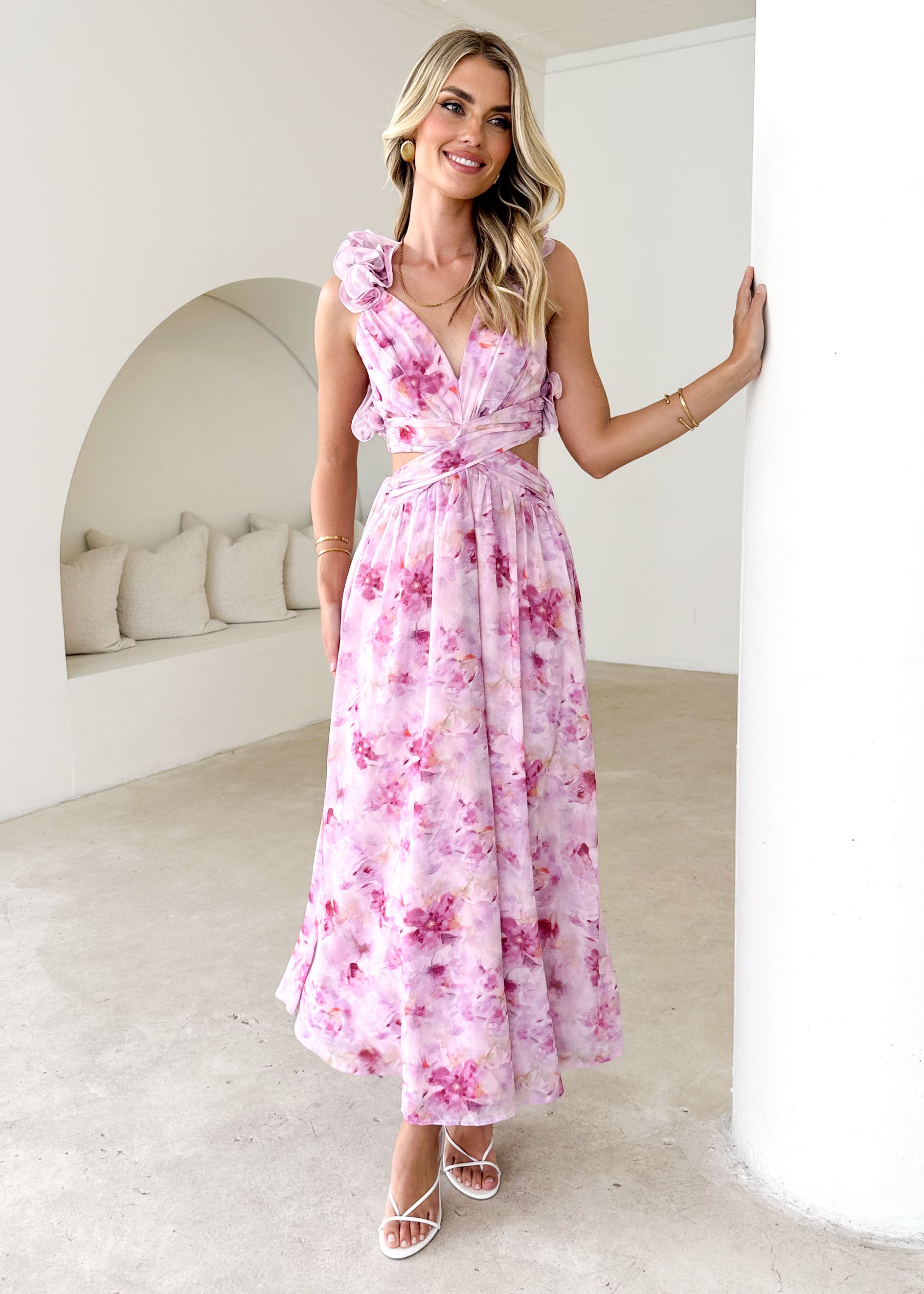 Caribe Midi Dress - Plum Splash