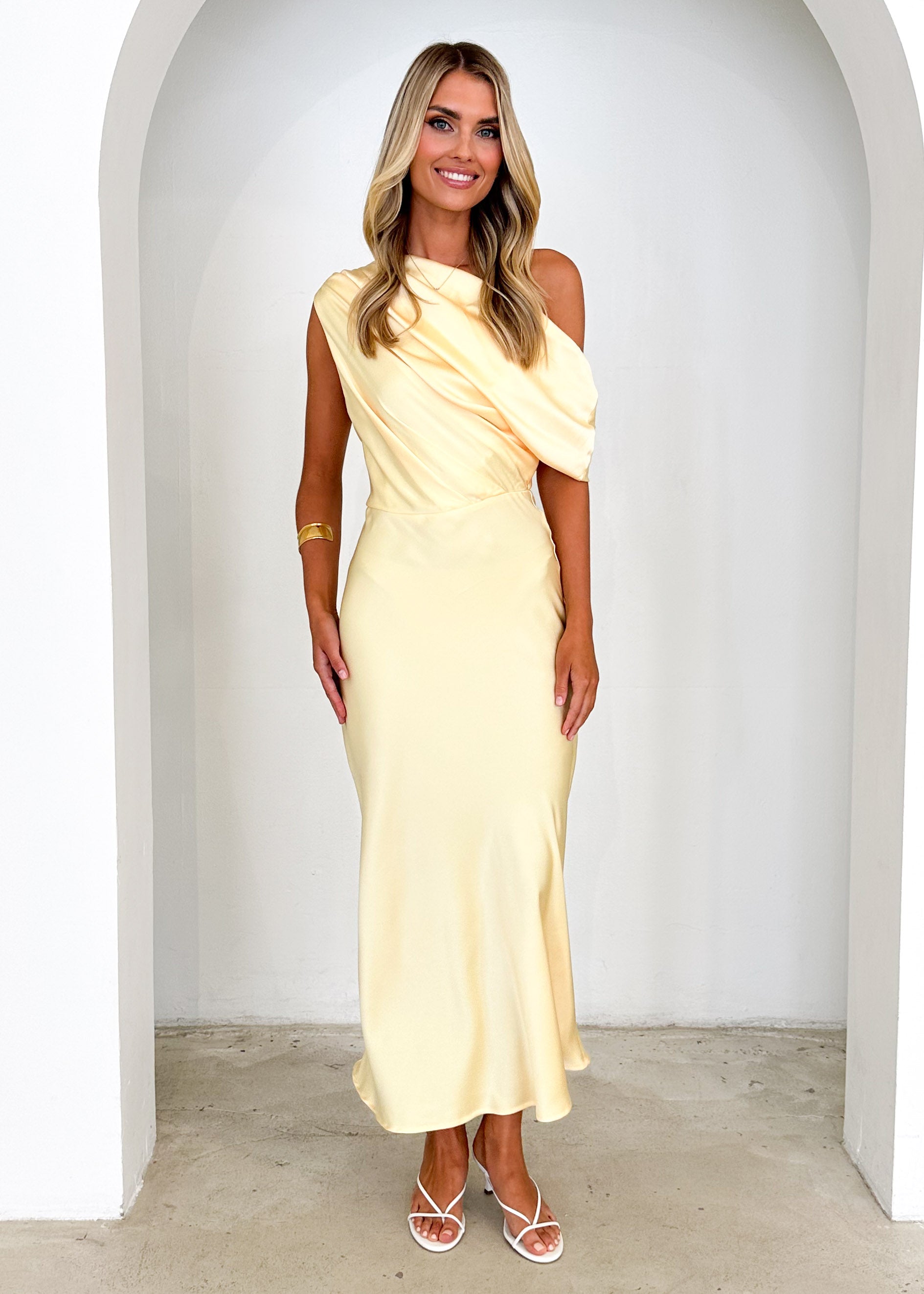 Daliah One Shoulder Maxi Dress - Lemon