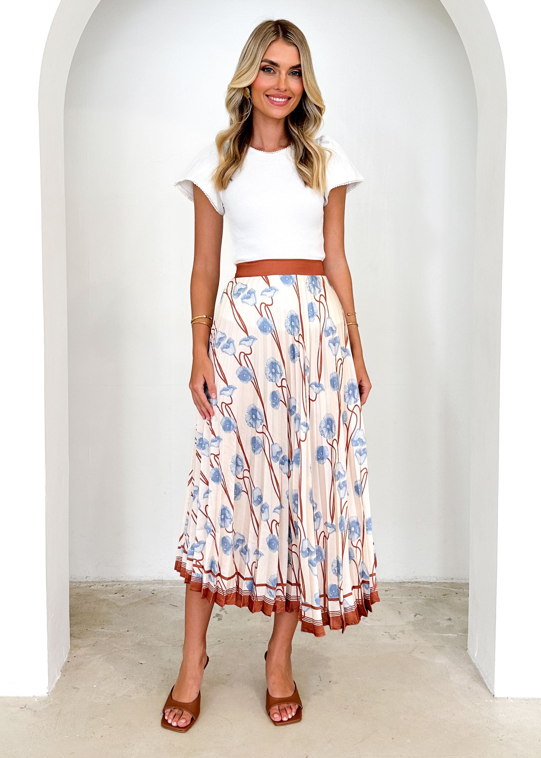 Daphney Midi Skirt - Blue Poppy