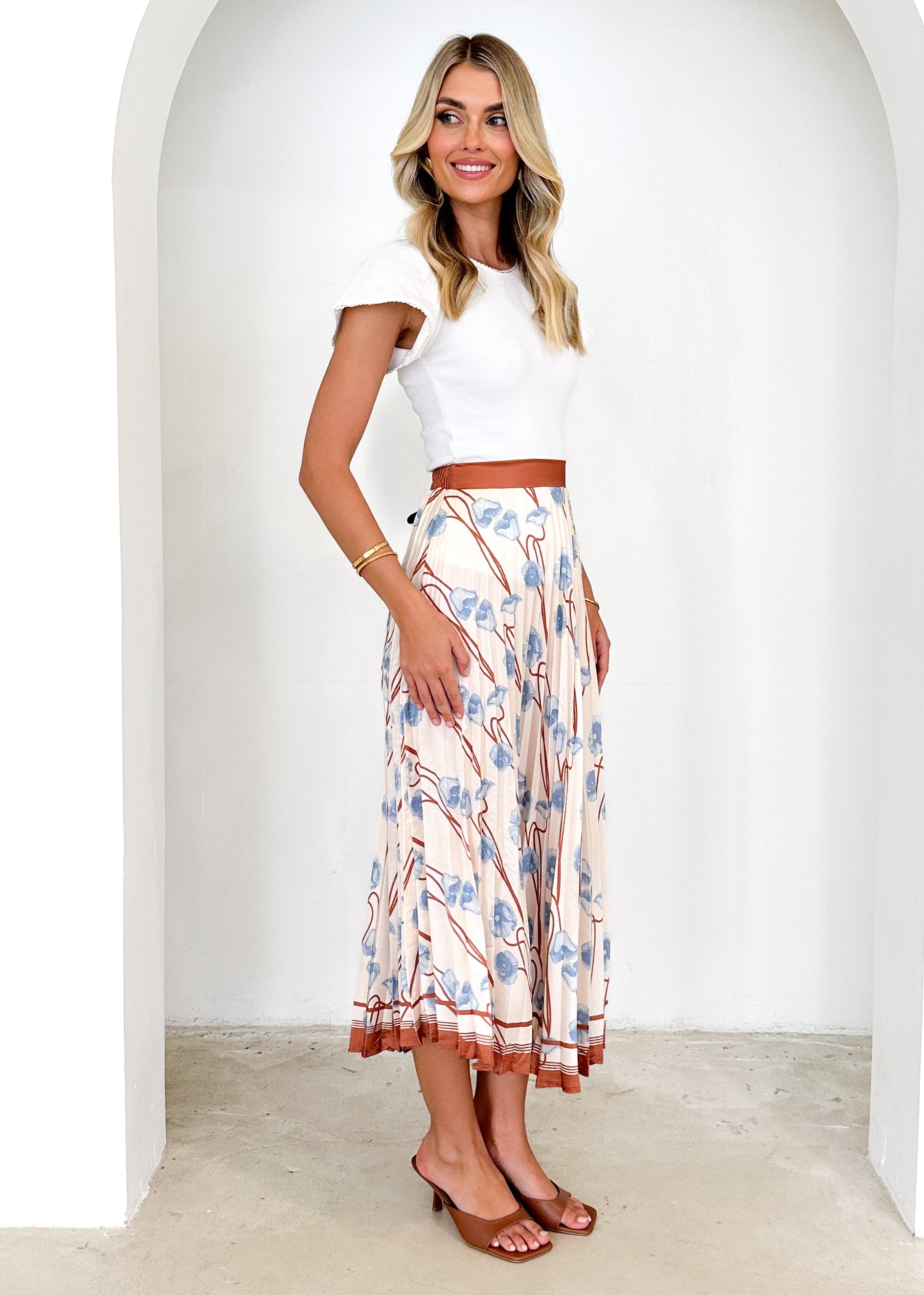 Daphney Midi Skirt - Blue Poppy