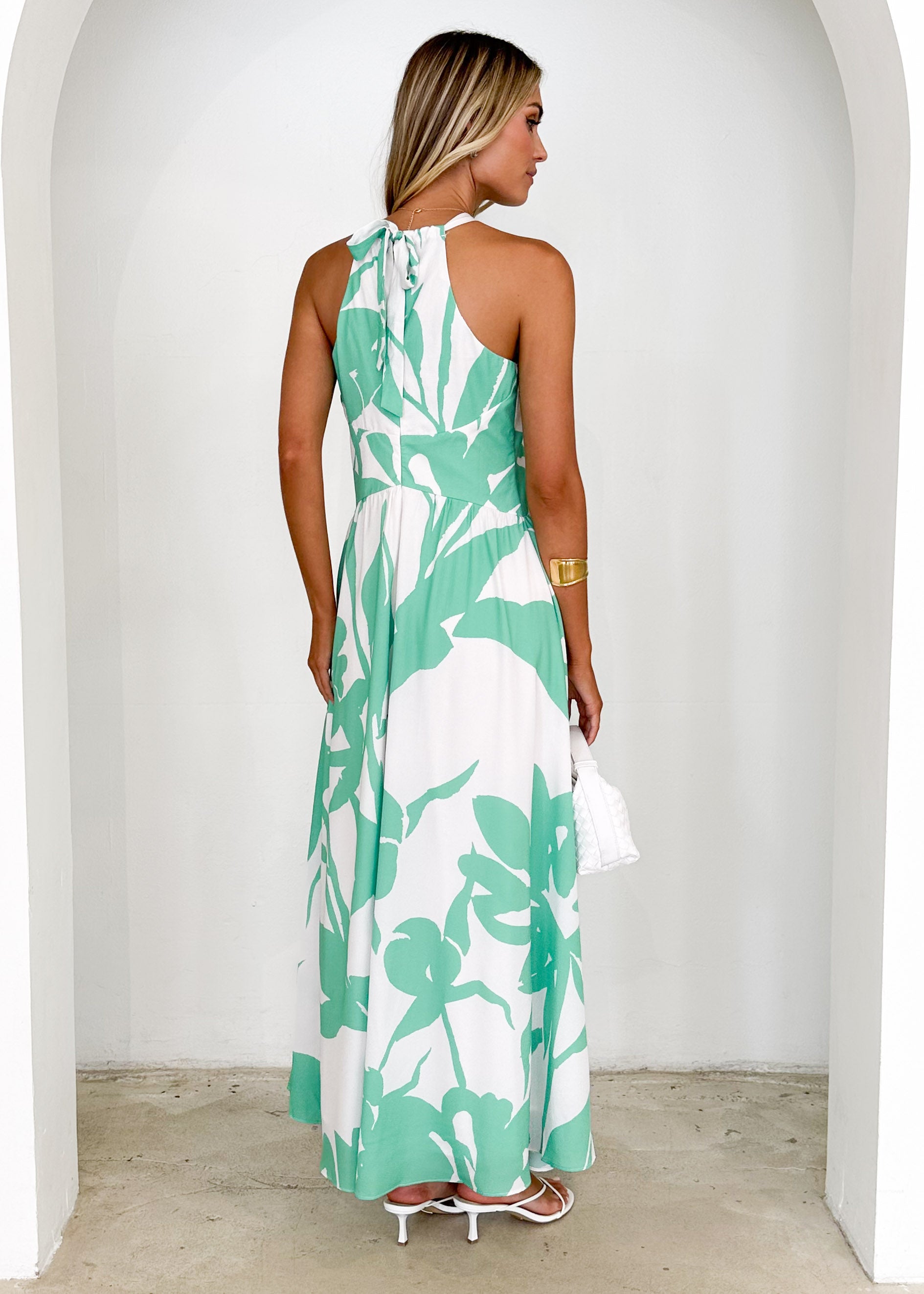 Madeleine Halter Maxi Dress - Green Leaf