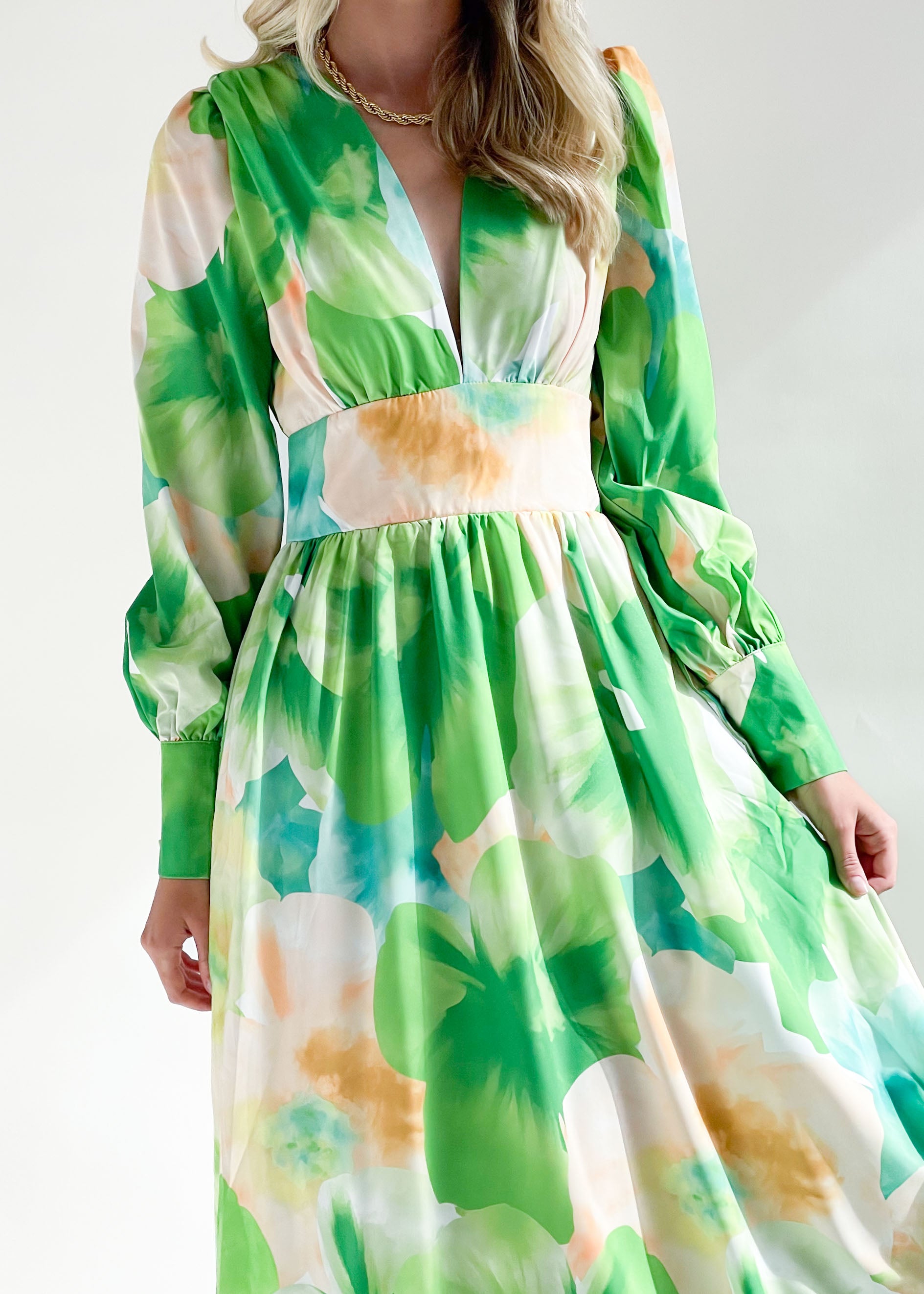 Aletha Maxi Dress - Green Viola