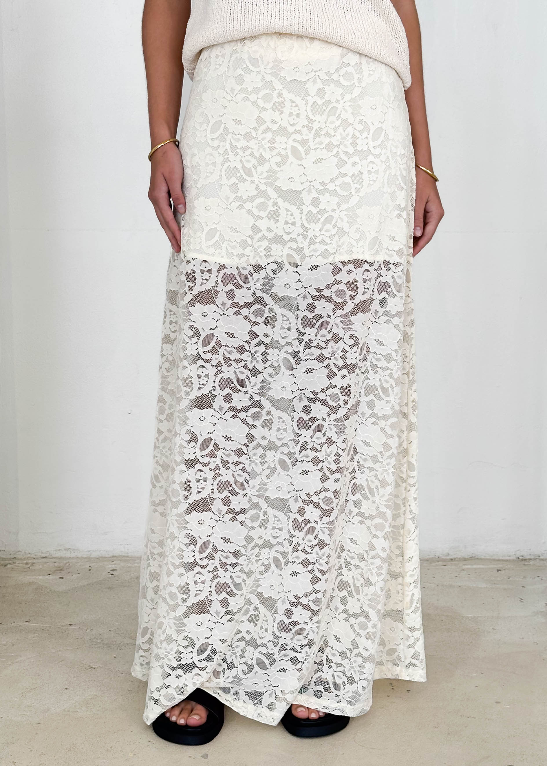 Anita Maxi Skirt - Cream Lace