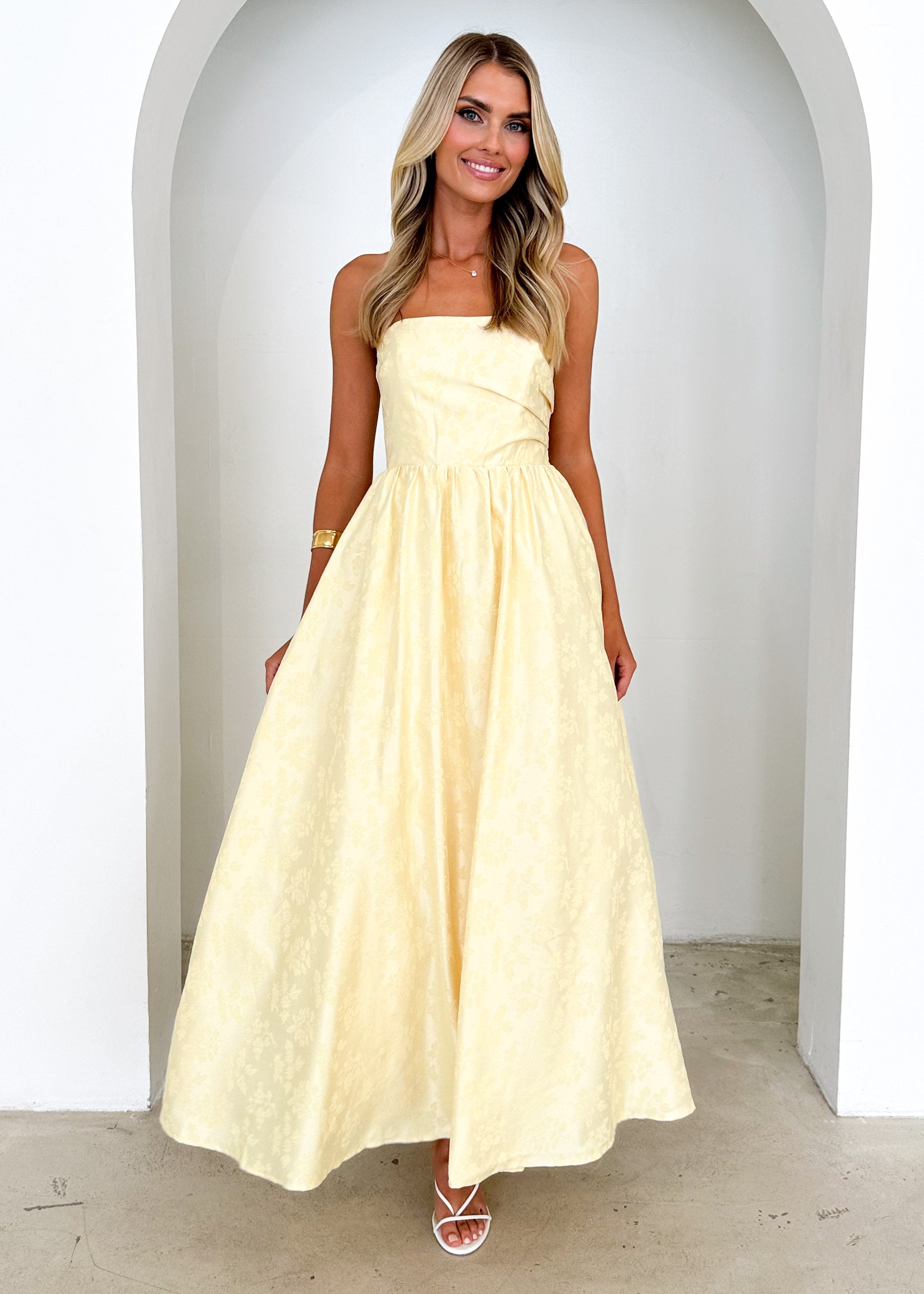 Laneway Strapless Maxi Dress - Lemon