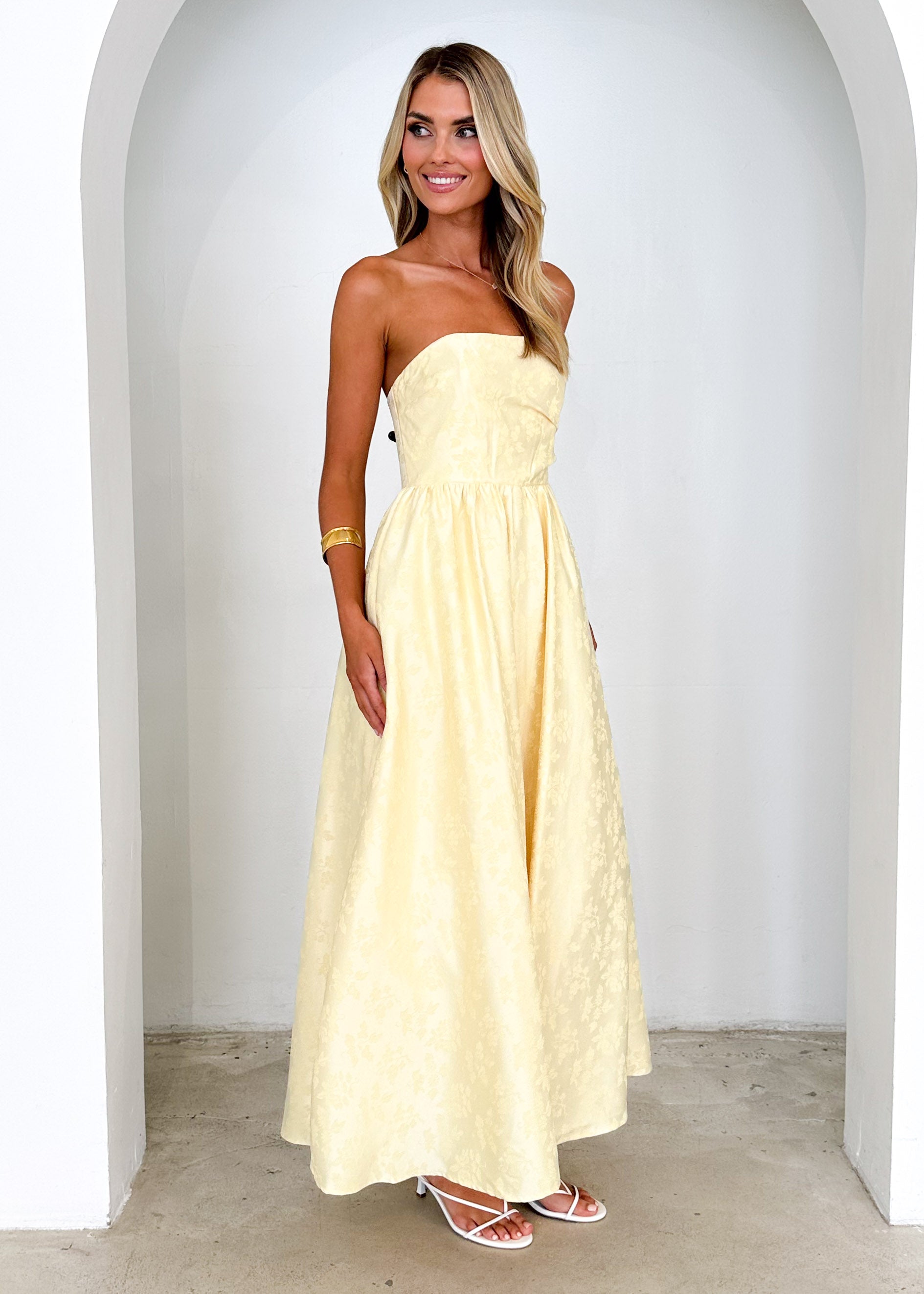 Laneway Strapless Maxi Dress - Lemon