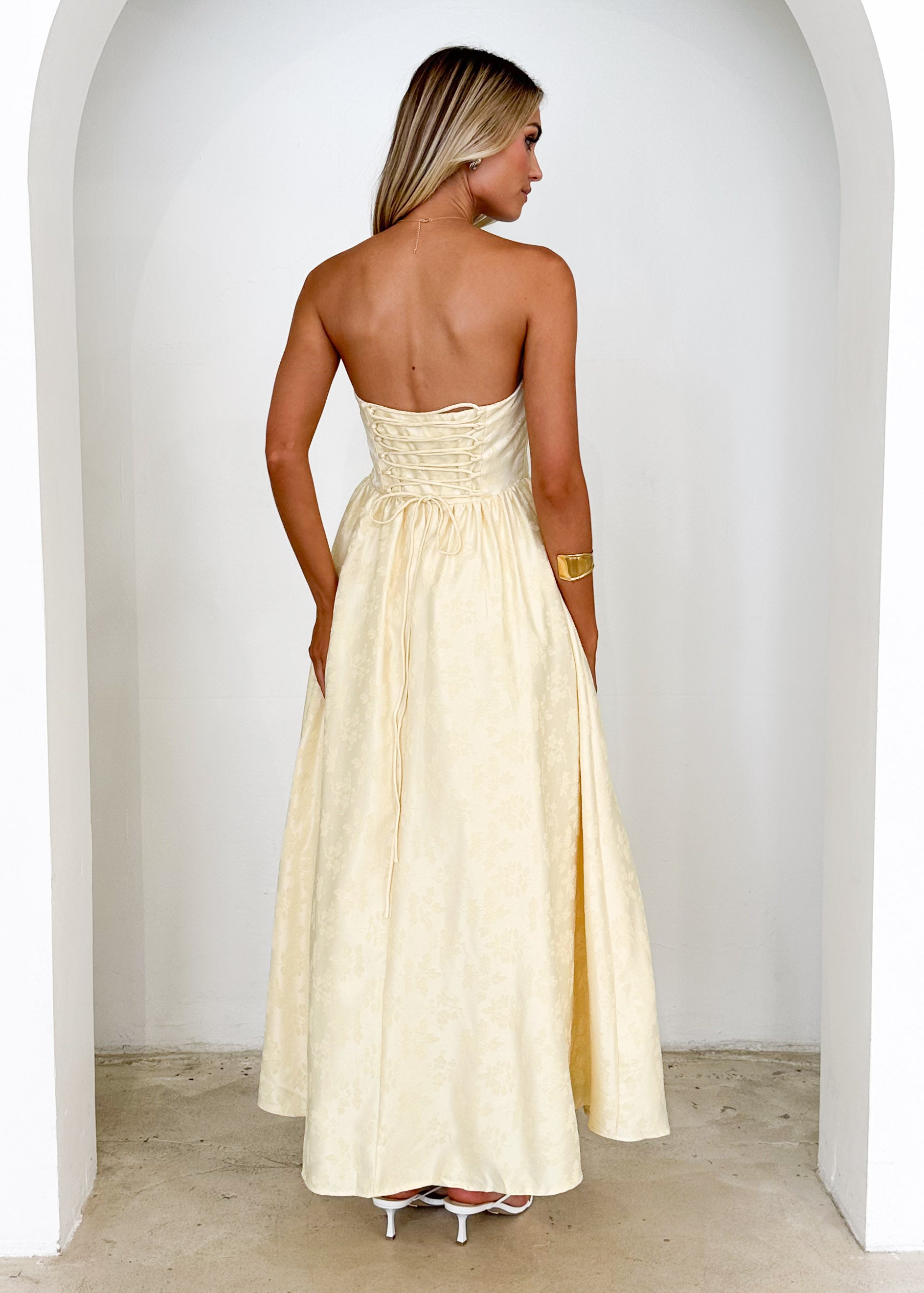 Laneway Strapless Maxi Dress - Lemon