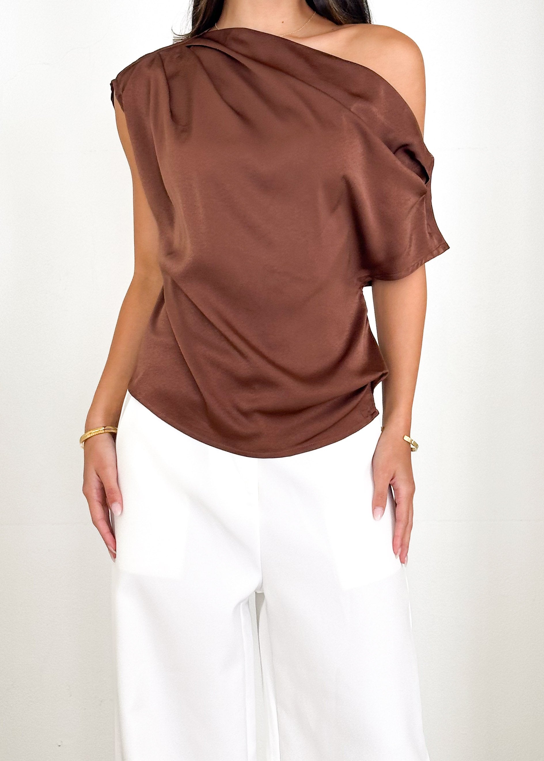 Isstra One Shoulder Top - Chocolate