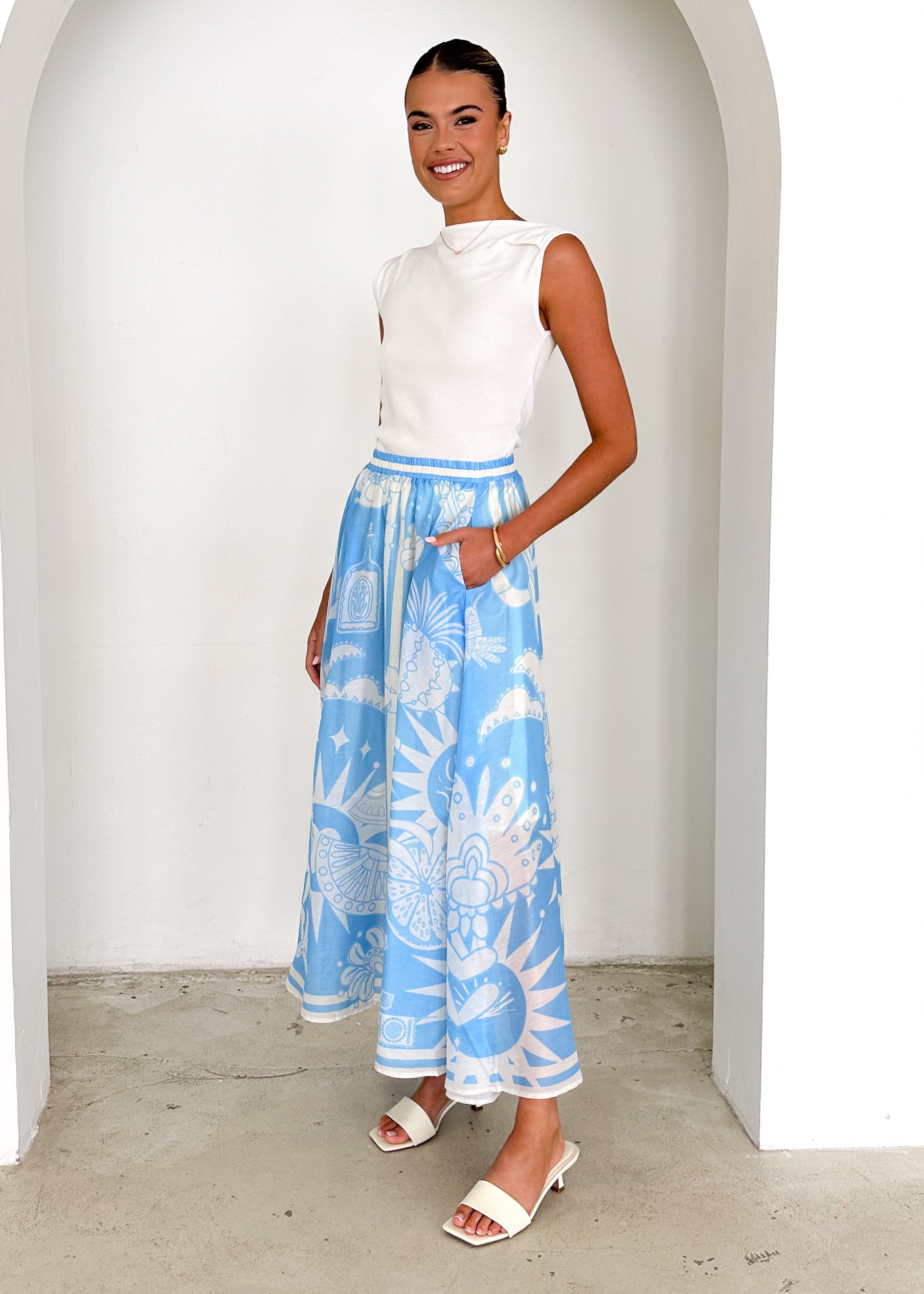 Keana Maxi Skirt - Blue Cabos