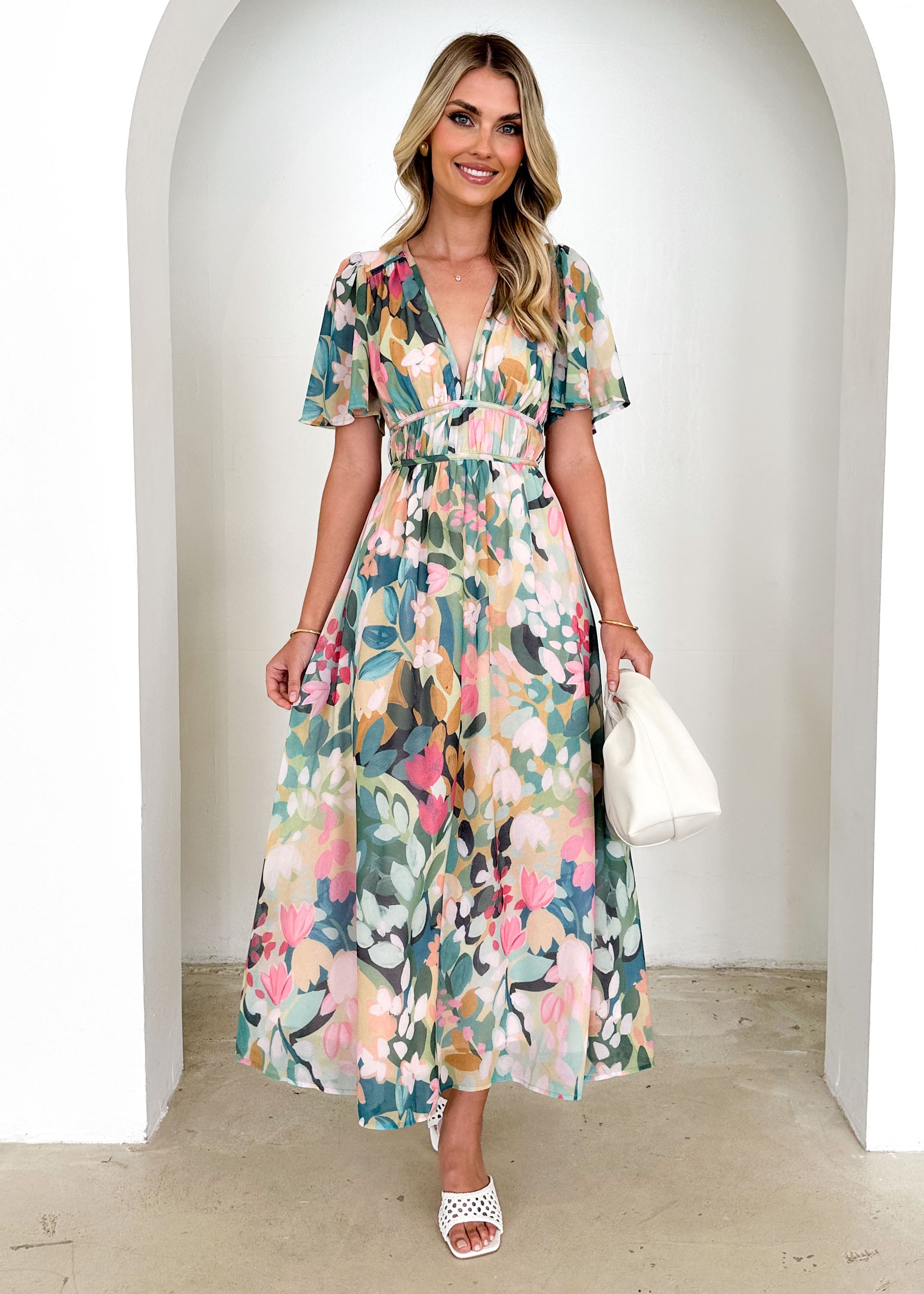 Innika Maxi Dress - Teal Floral